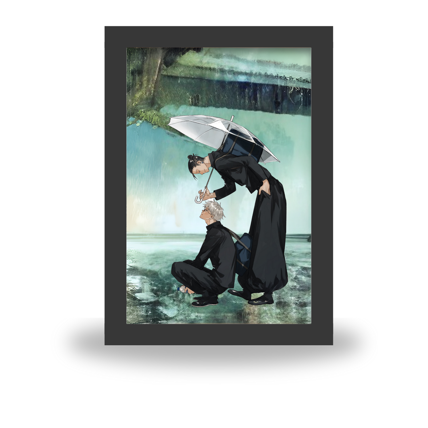 Jujutsu Kaisen 5 : Rainy Umbrella Scene: Geto & Gojo Light Painting Bingkai Glow