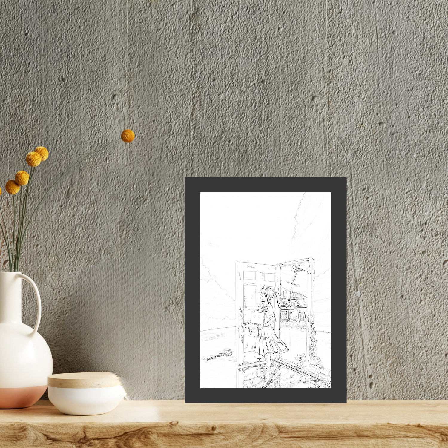 Suzume - Light Painting Art LED Frame Table Lamp Bingkai Glow