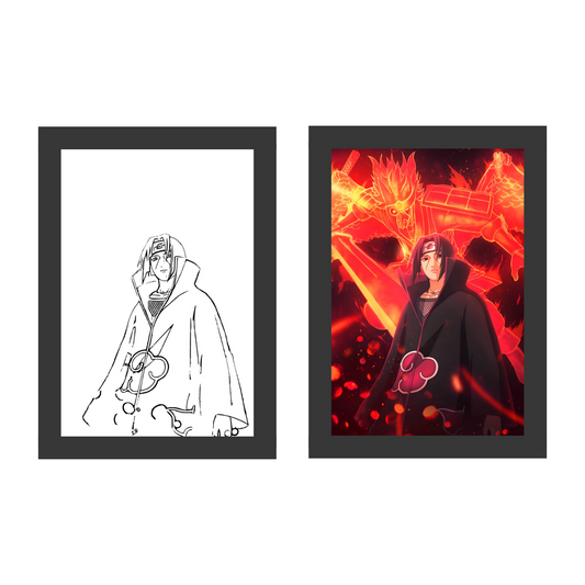 Itachi Light Painting Art Frame Night Light Table Lamp Bingkai Glow