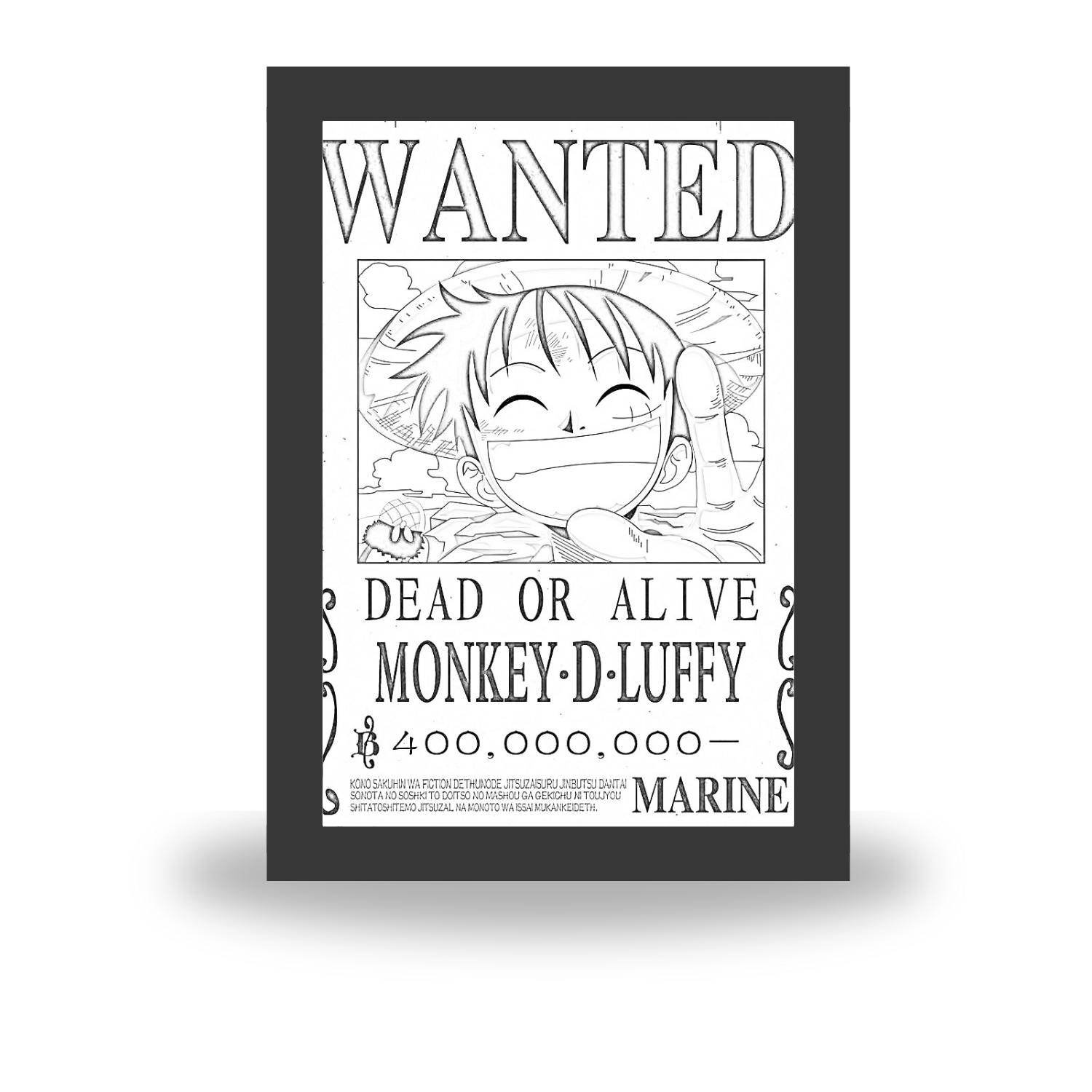 One Piece : Luffy Wanted Poster - Light Painting Bingkai Glow