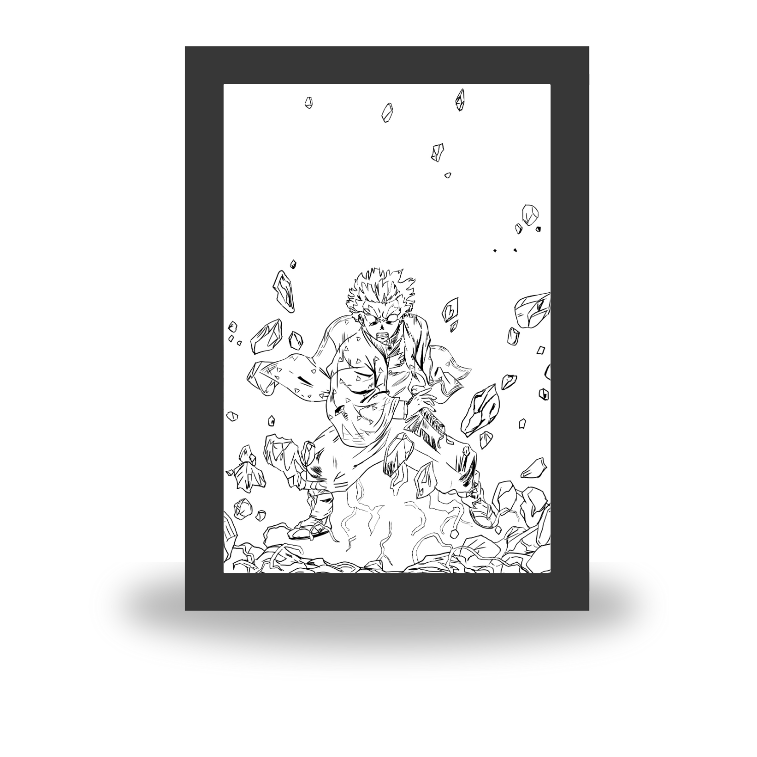 Demon Slayer: Zenitsu Agatsuma 2 Light Painting Frame bingkai glow