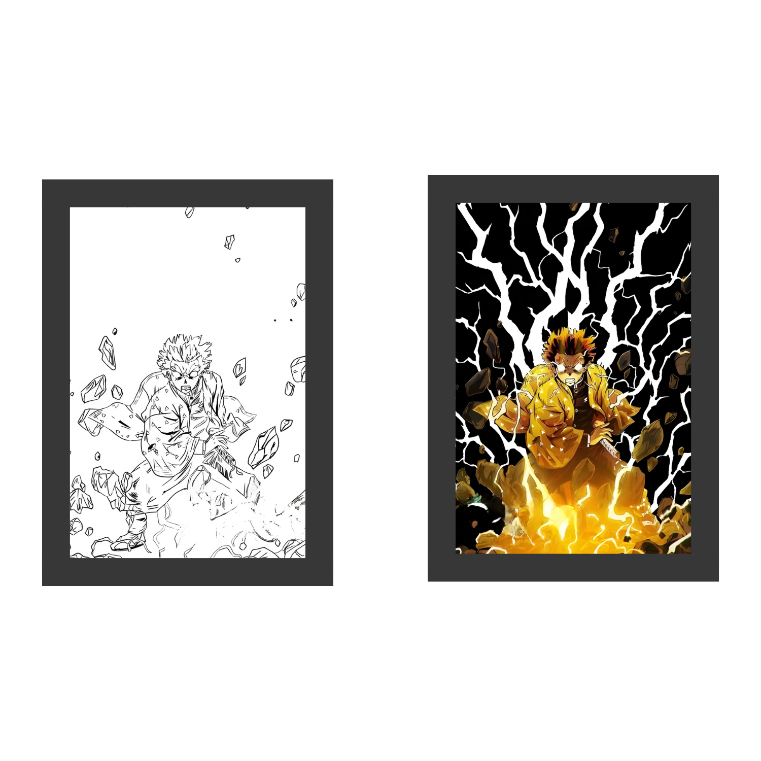 Demon Slayer: Zenitsu Agatsuma 2 Light Painting Frame bingkai glow