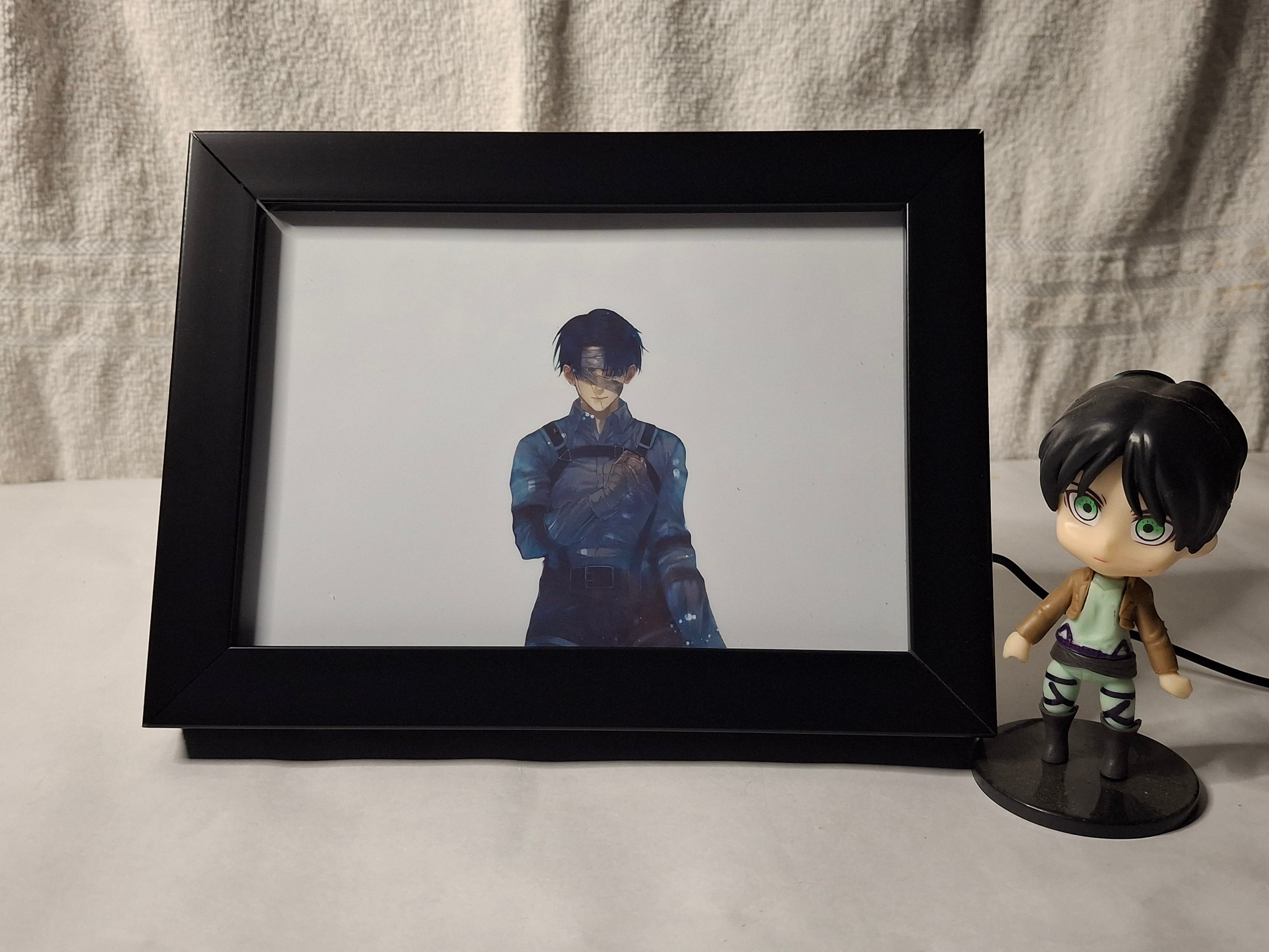 Attack on Titan Captain Levi LED Art Frame Night Light Table Lamp Bingkai Glow