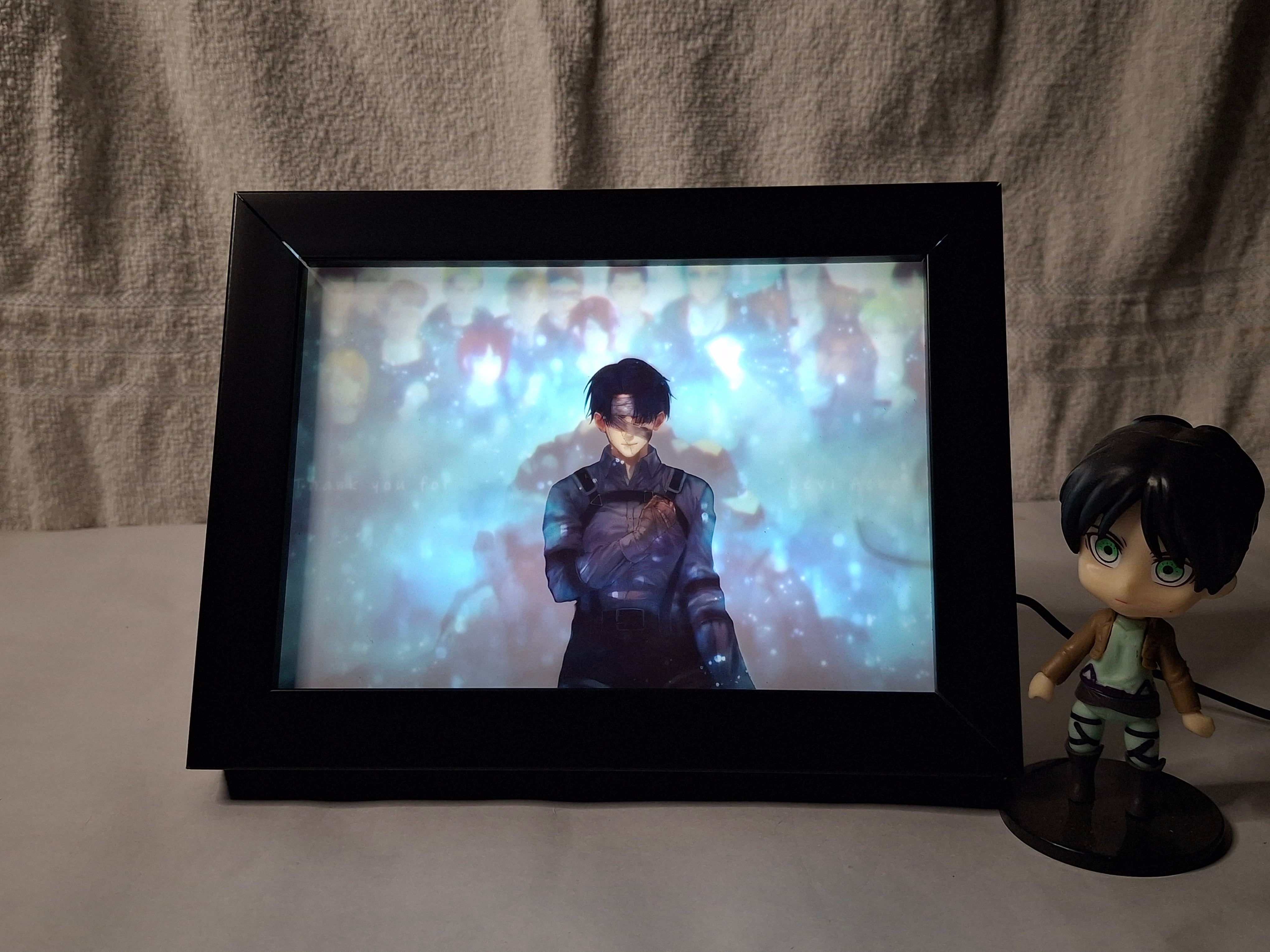 Attack on Titan Captain Levi LED Art Frame Night Light Table Lamp Bingkai Glow