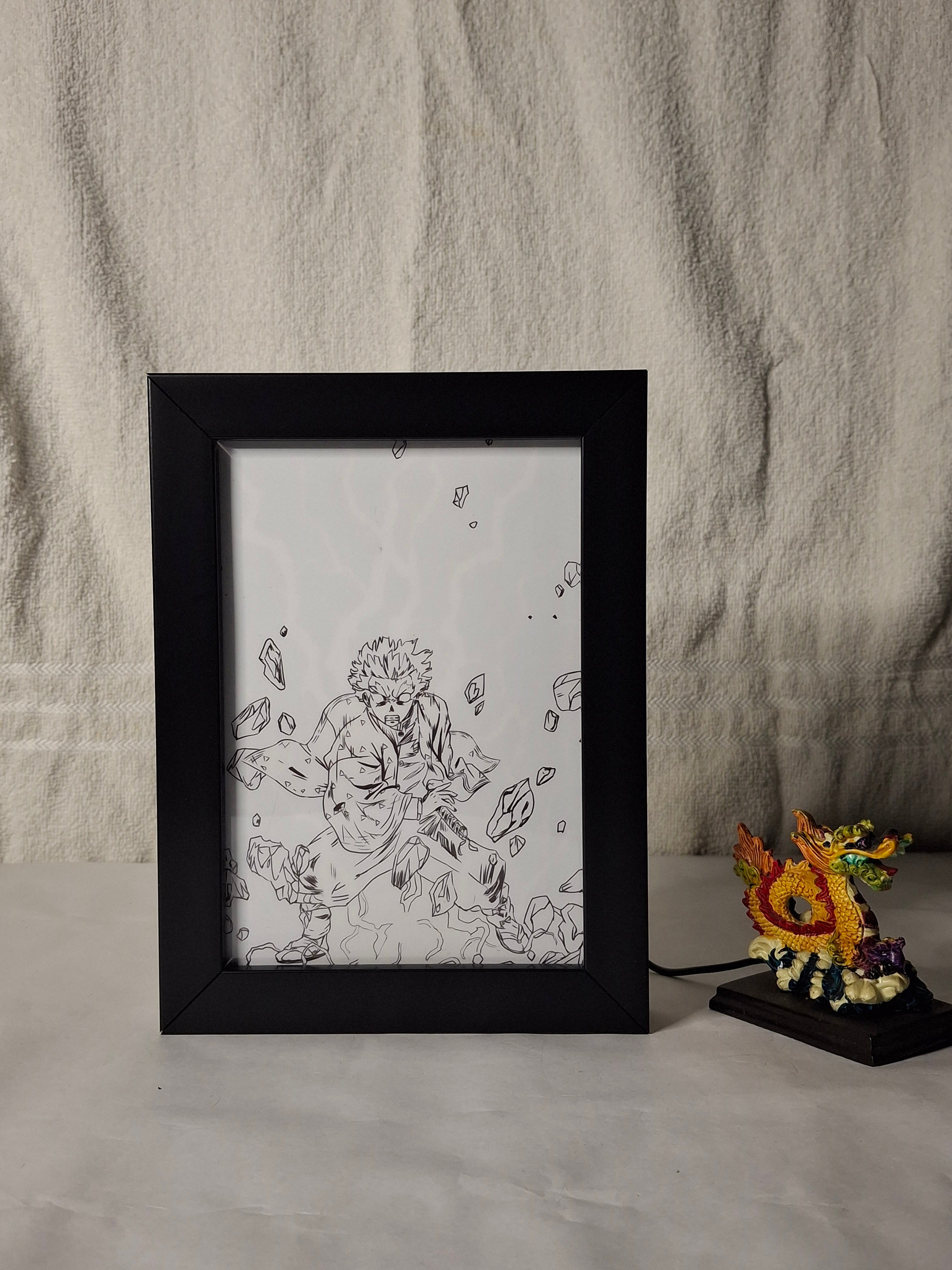 Demon Slayer: Zenitsu Agatsuma 2 Light Painting Frame bingkai glow