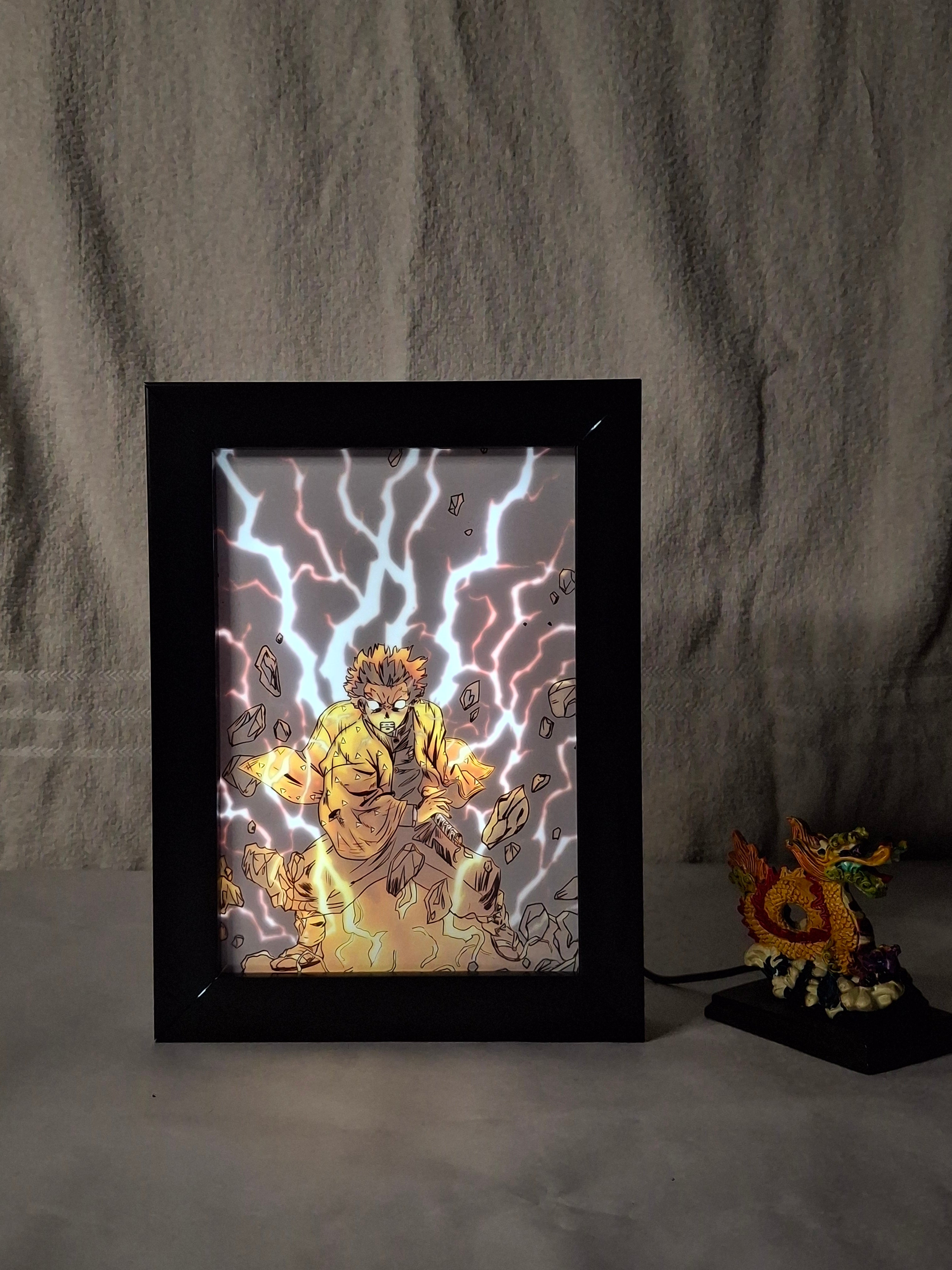 Demon Slayer: Zenitsu Agatsuma 2 Light Painting Frame bingkai glow