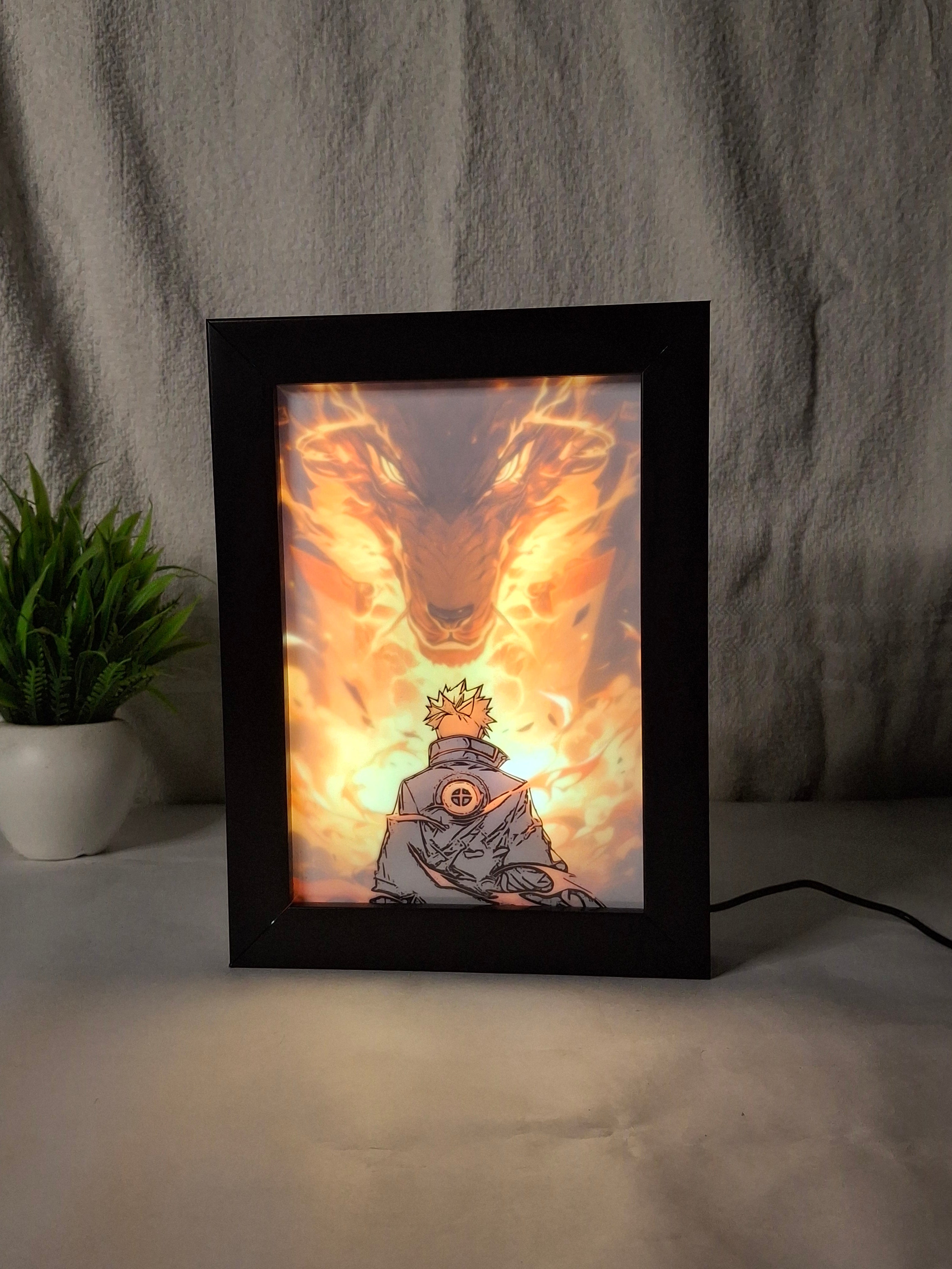 Naruto - Six Paths Sage Mode - Light Painting Art Frame Night Light Table Lamp Bingkai Glow