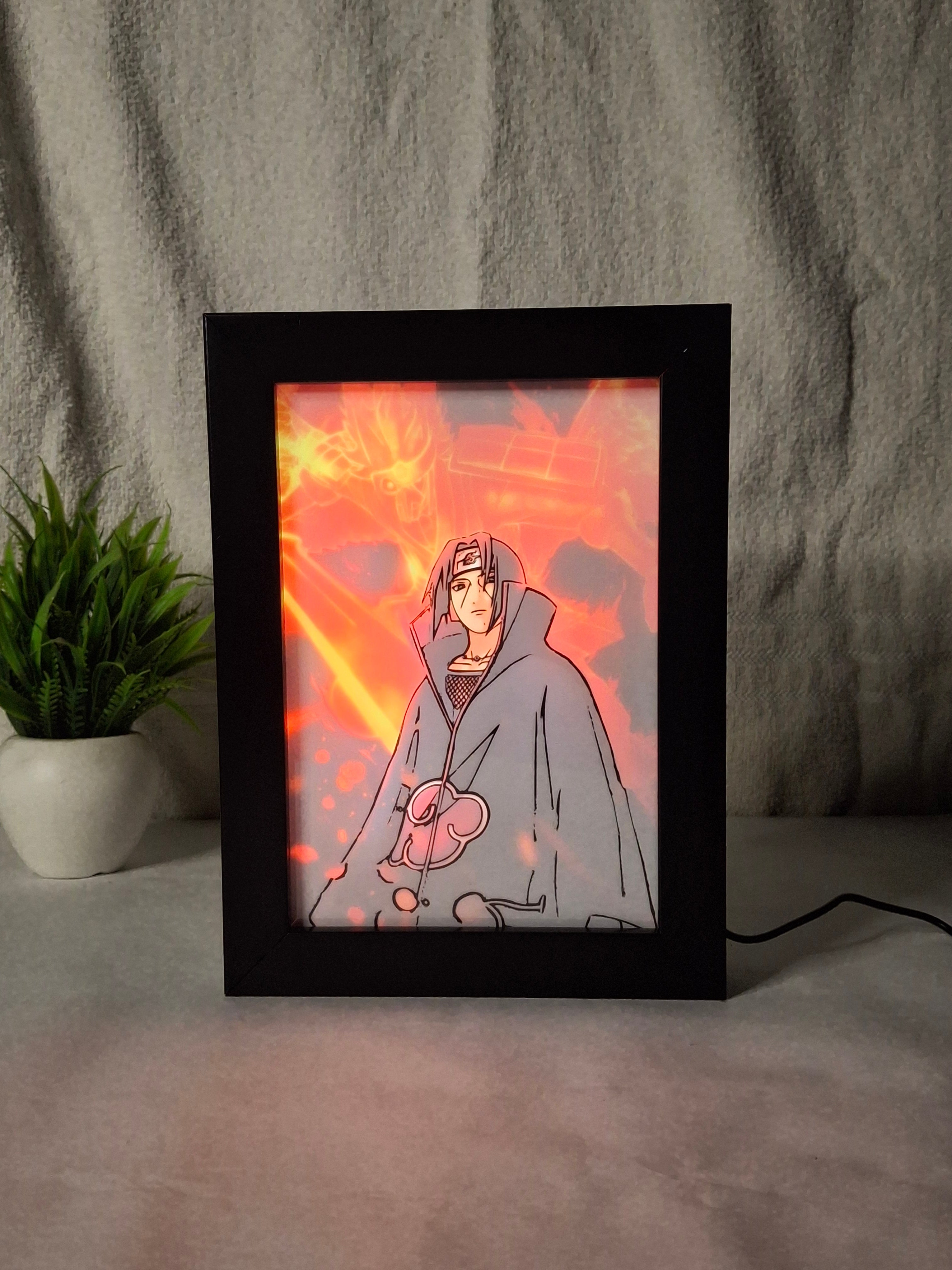 Itachi Light Painting Art Frame Night Light Table Lamp Bingkai Glow