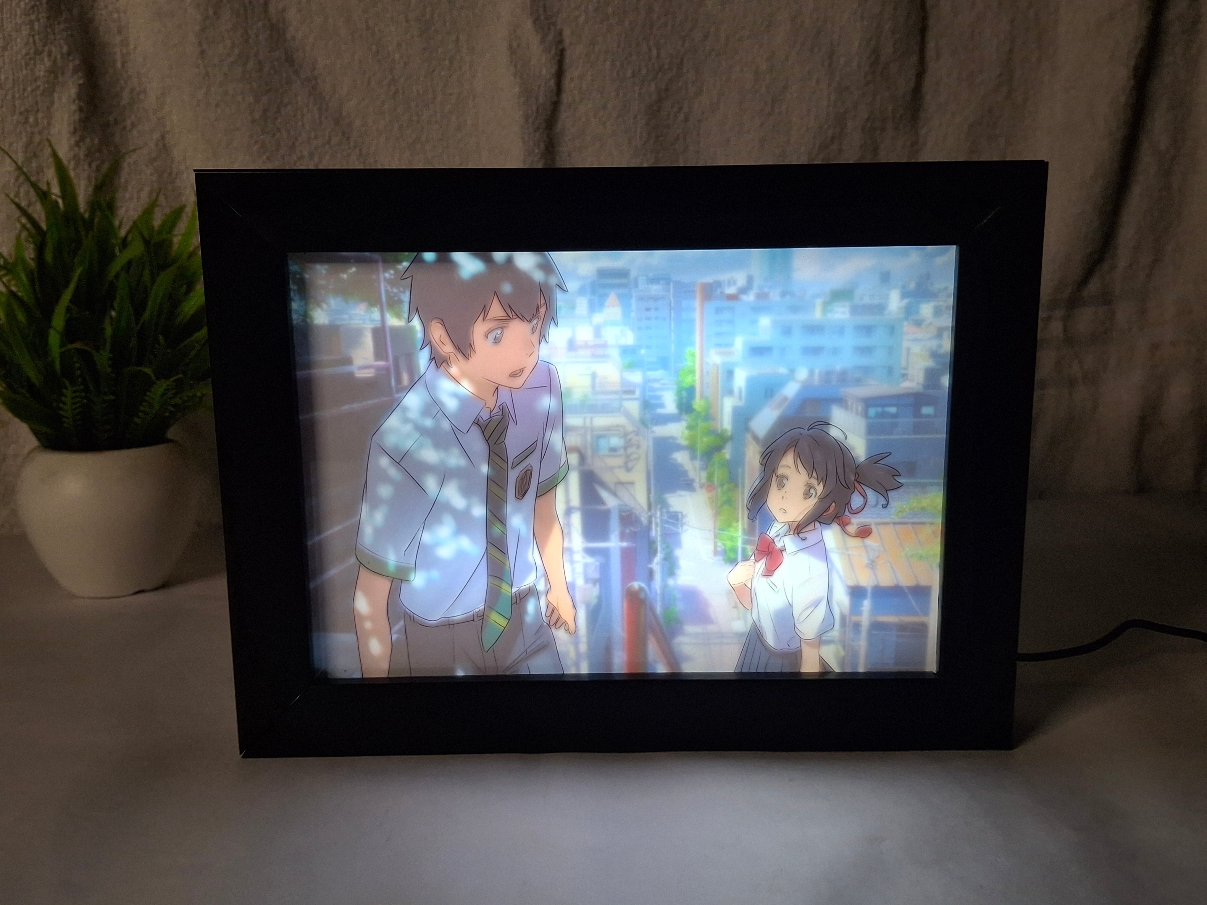 "Your Name" 2  - Light Painting Art Frame Night Light Table Lamp Bingkai Glow