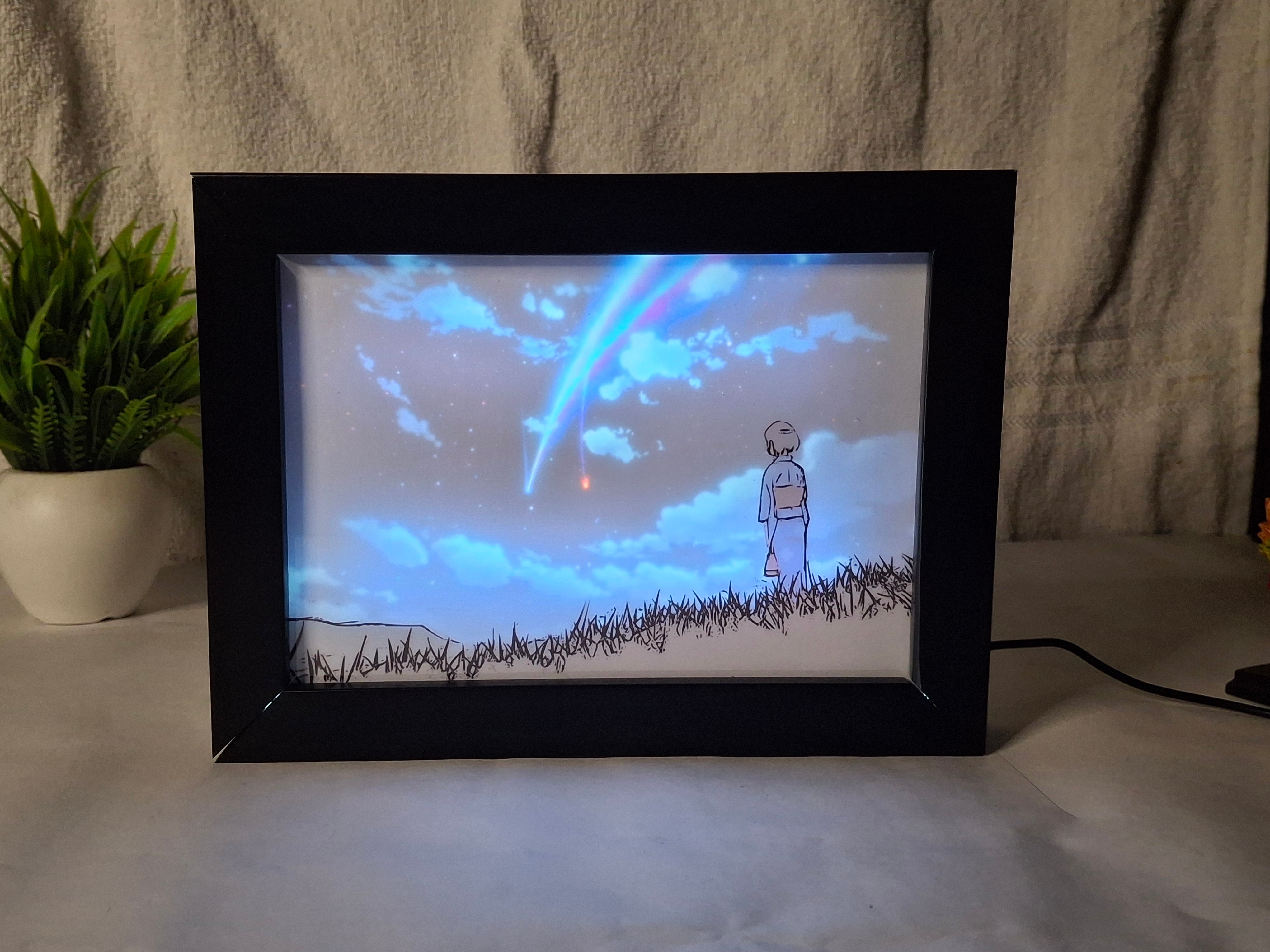 "Your Name" 5 - Light Painting Art Frame Night Light Table Lamp Bingkai Glow