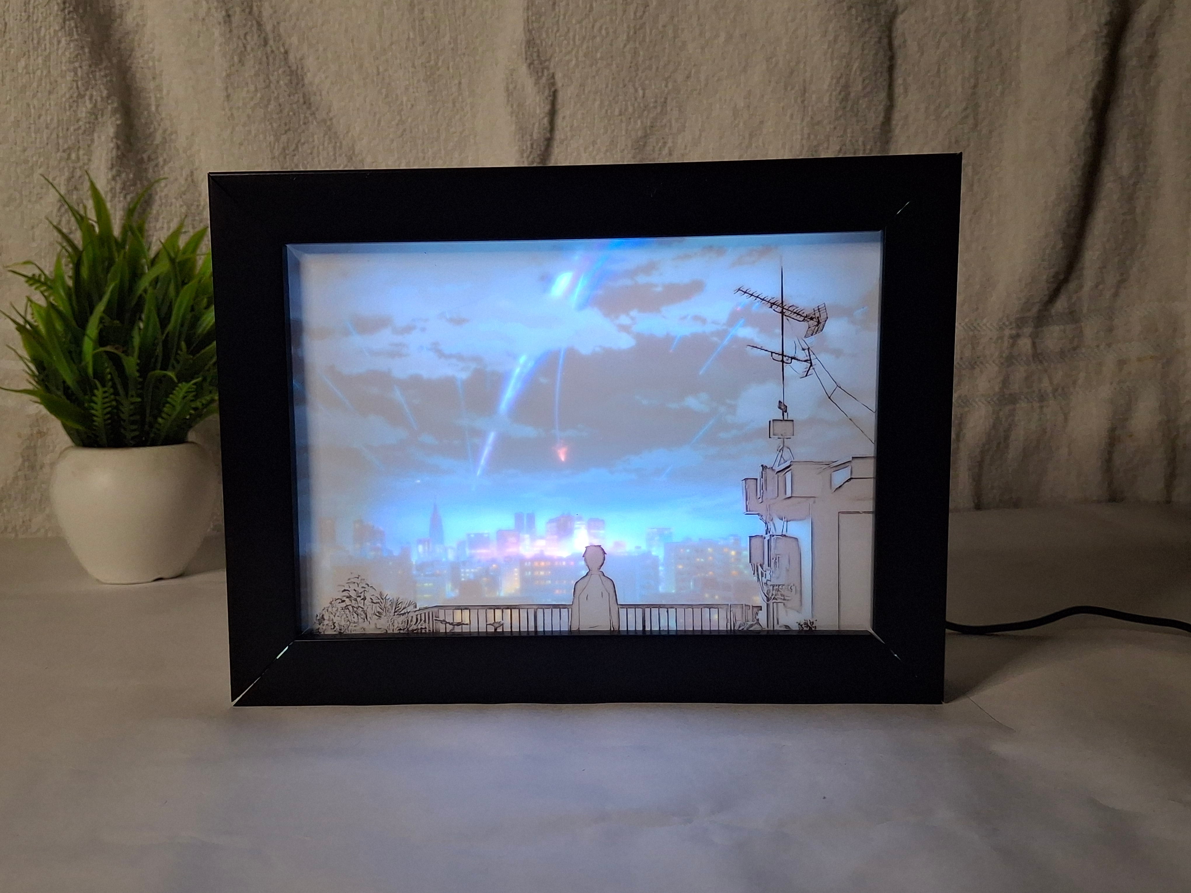 "Your Name" 4 - Light Painting Art Frame Night Light Table Lamp Bingkai Glow