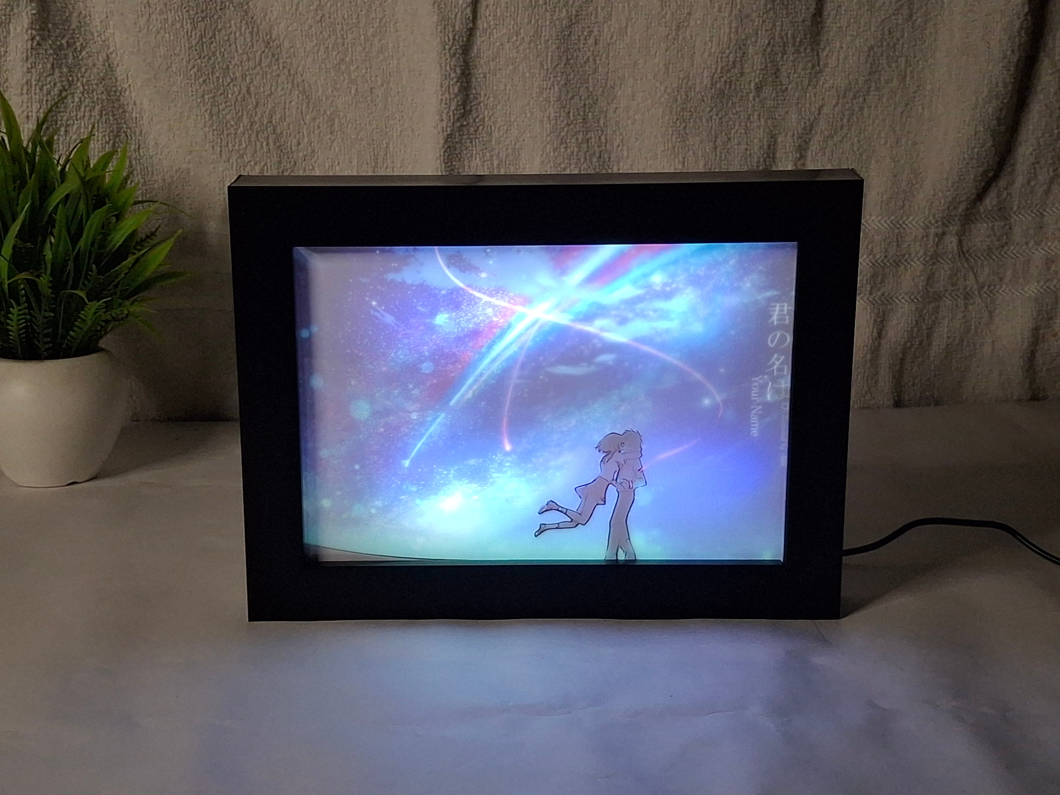 "Your Name" 3 - Light Painting Art Frame Night Light Table Lamp Bingkai Glow