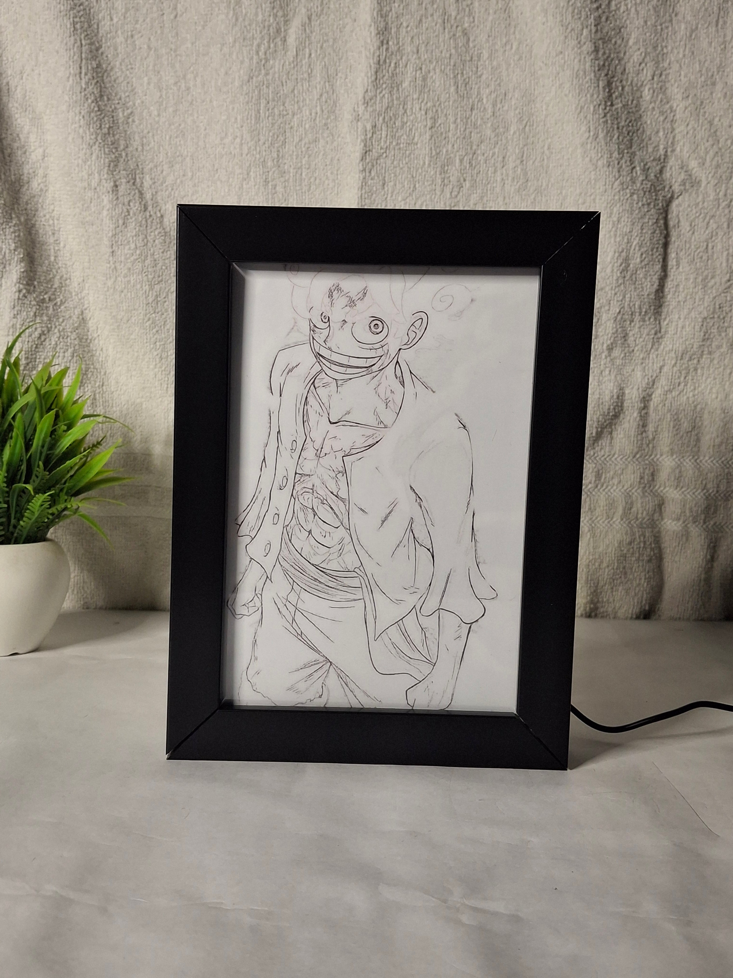 Luffy - Gear 5 One Piece Anime Light Painting Frame bingkai glow