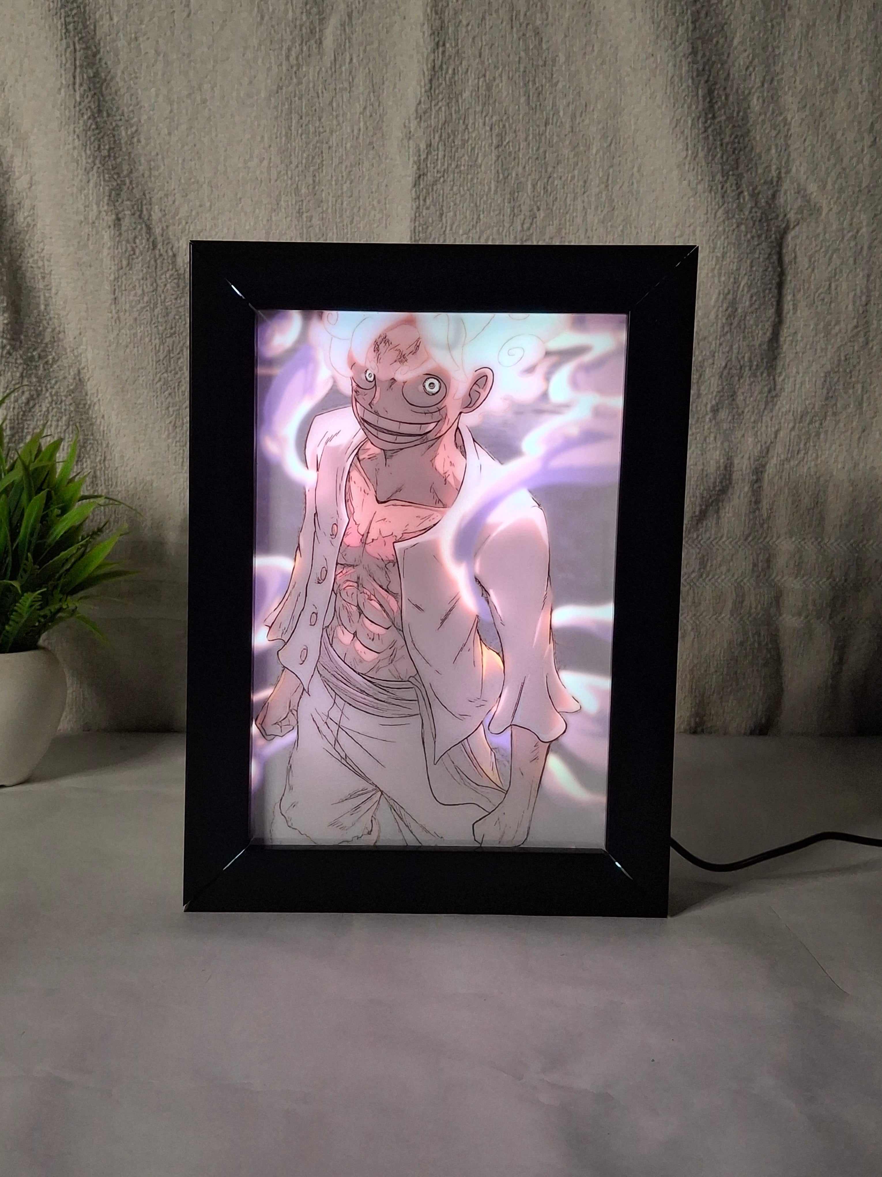 Luffy - Gear 5 One Piece Anime Light Painting Frame bingkai glow