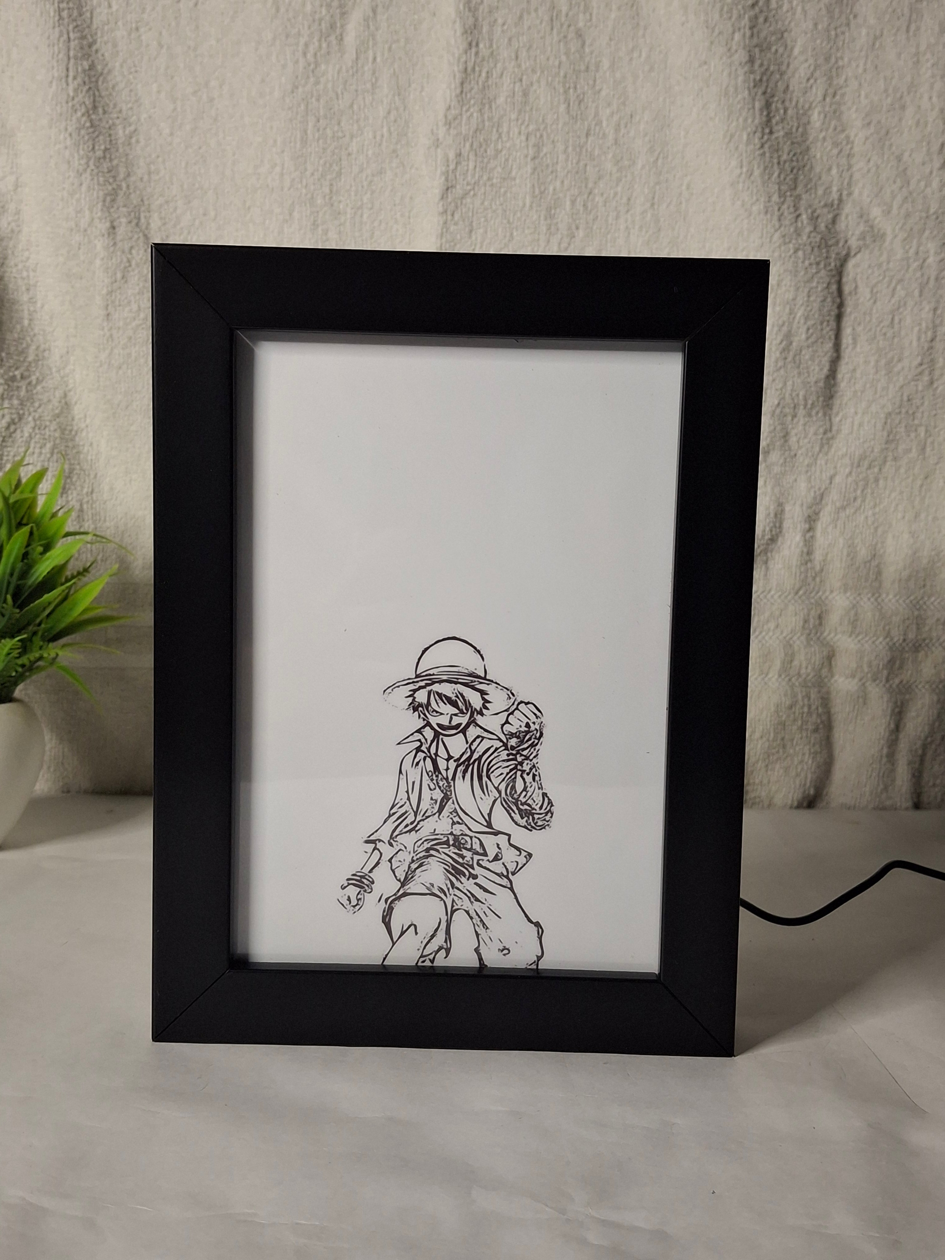 Luffy - One Piece Light Painting Frame bingkai glow