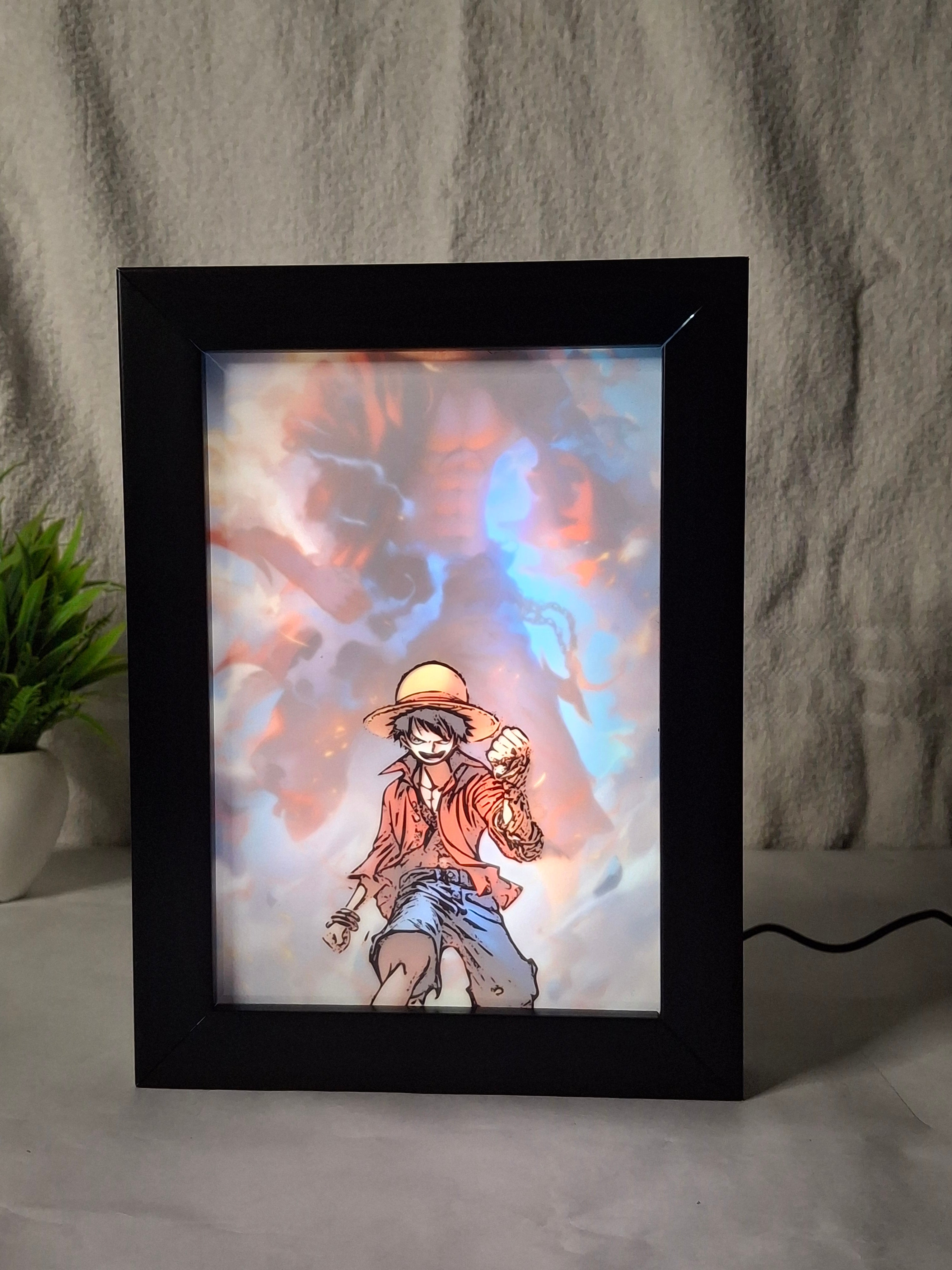 Luffy - One Piece Light Painting Frame bingkai glow