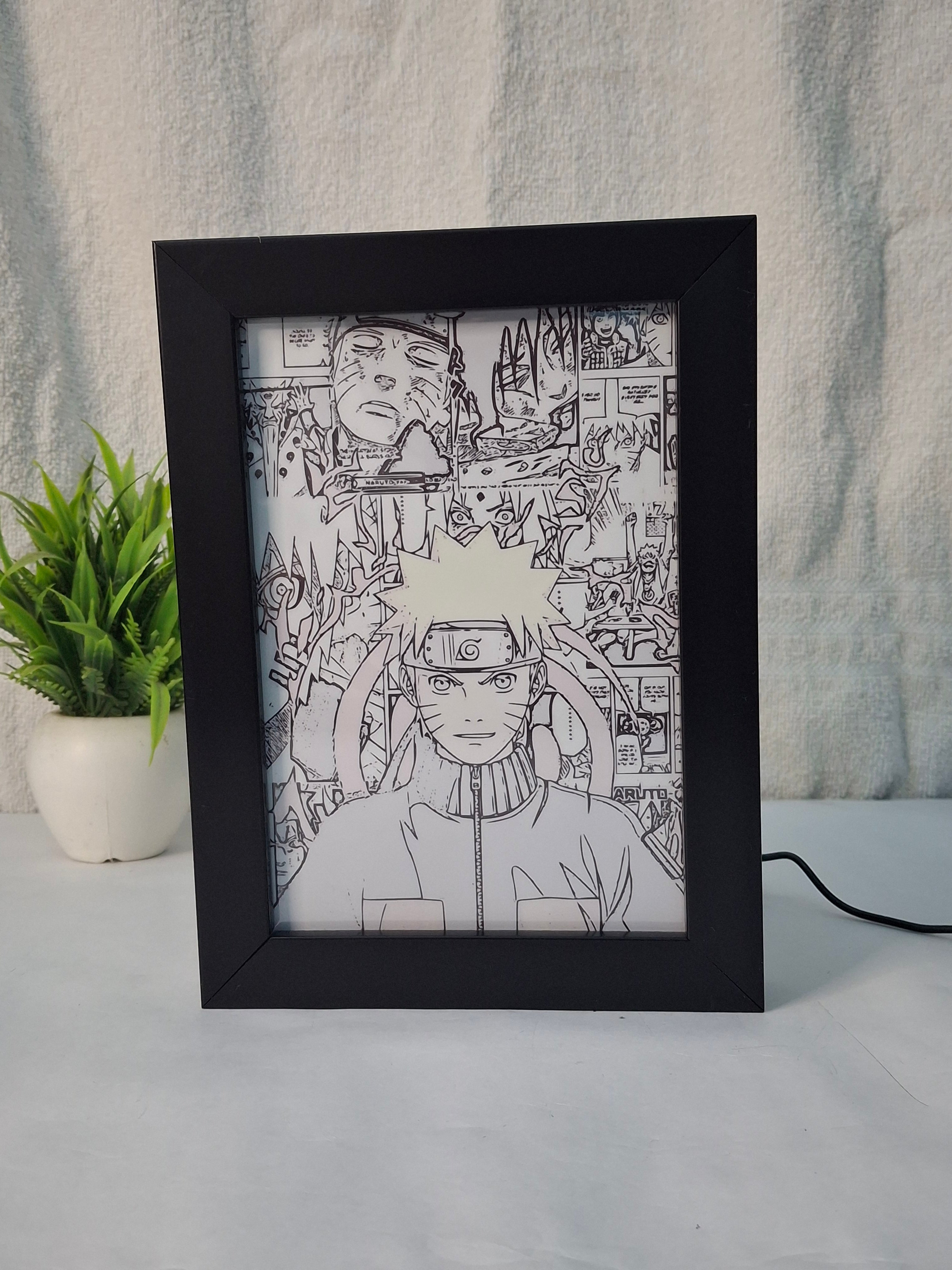 Naruto 2 - Light Painting Art Frame Night Light Table Lamp Bingkai Glow