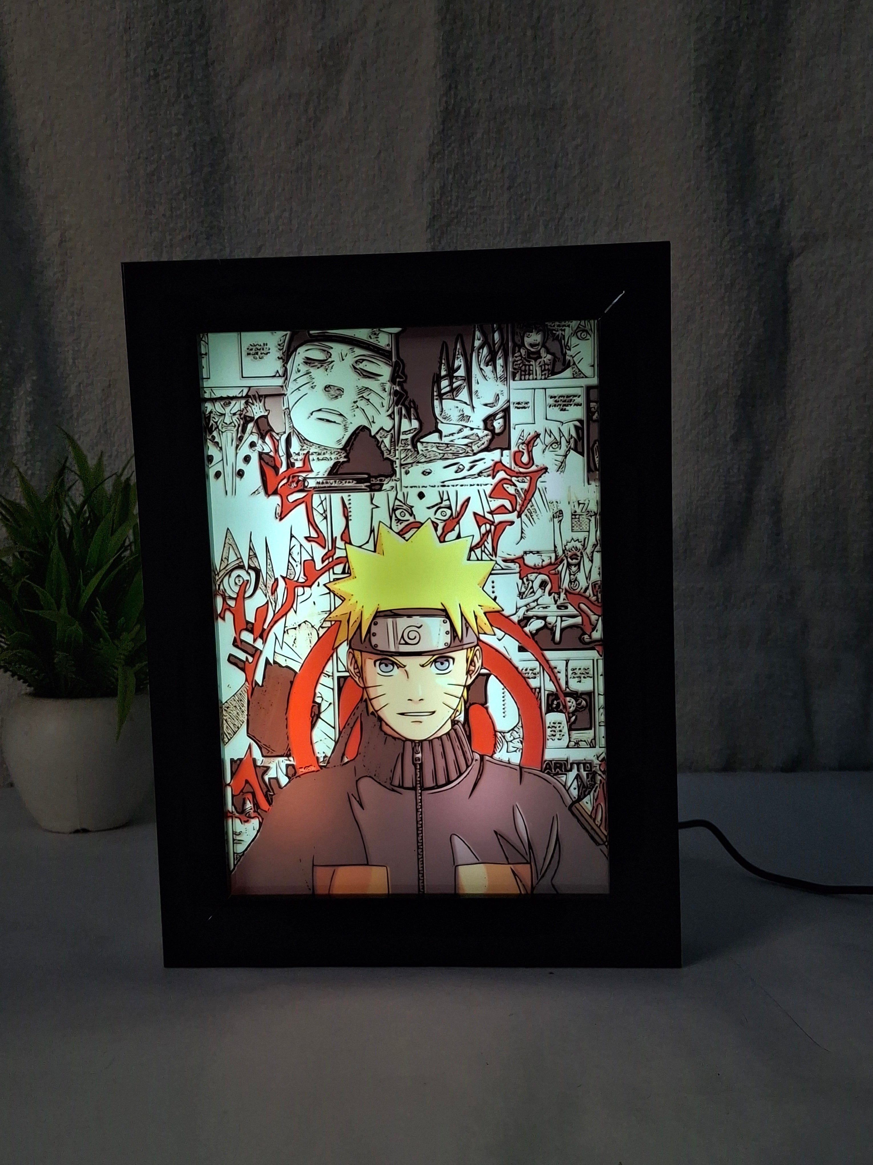 Naruto 2 - Light Painting Art Frame Night Light Table Lamp Bingkai Glow