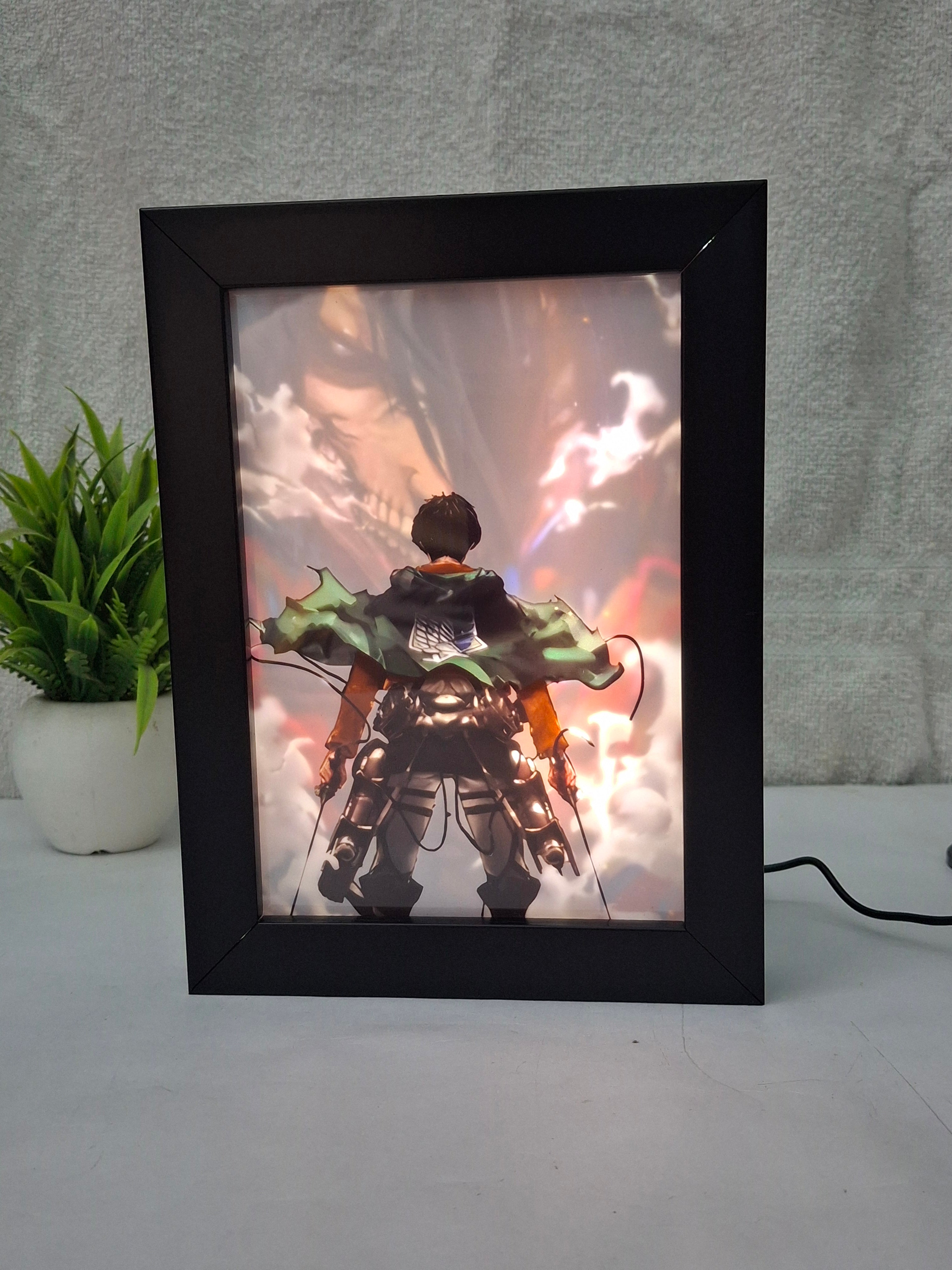 Attack on Titan  - Light Painting Art Frame Night Light Table Lamp Bingkai Glow