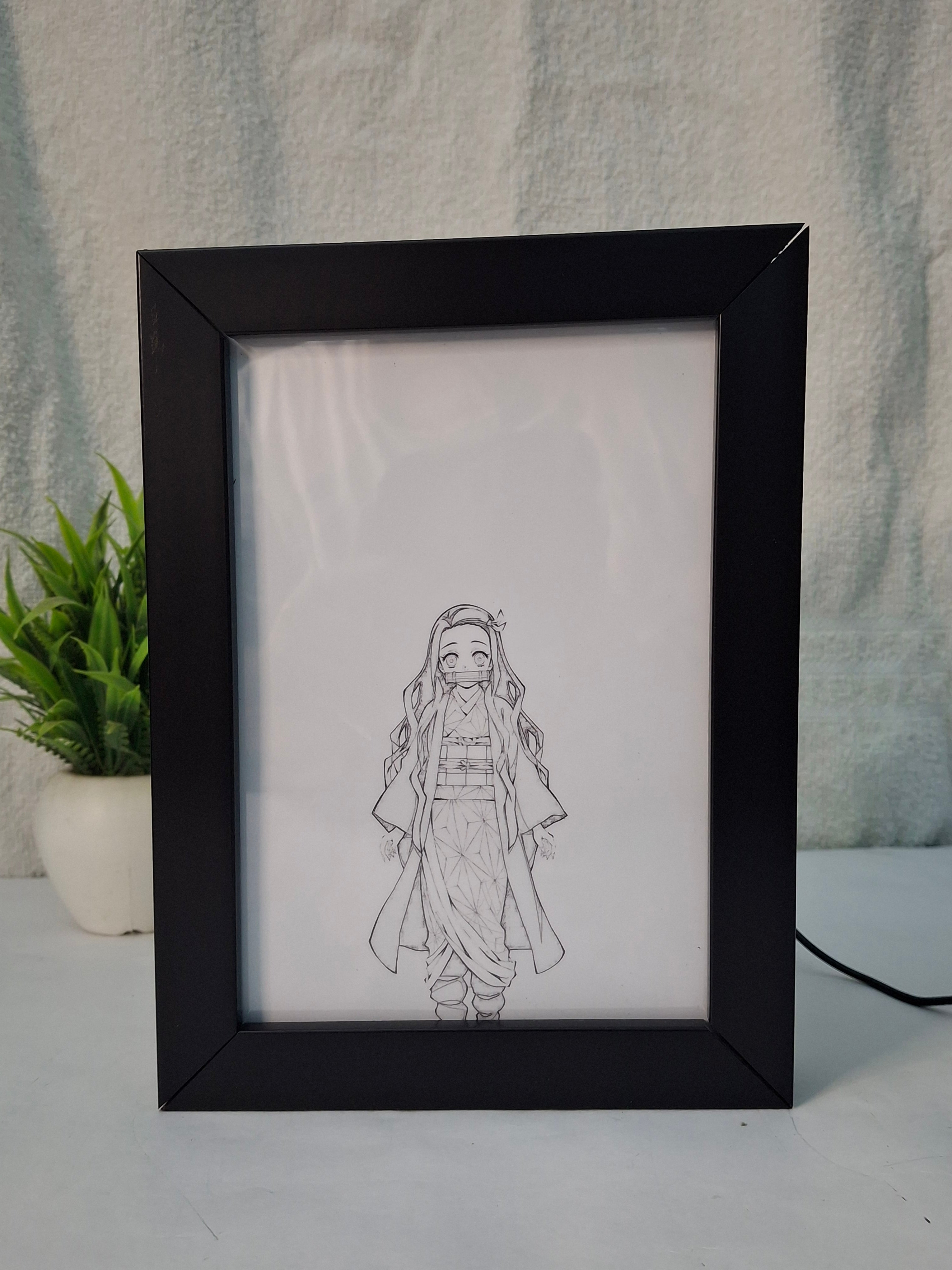 Nezuko Kamado Light Painting Frame bingkai glow