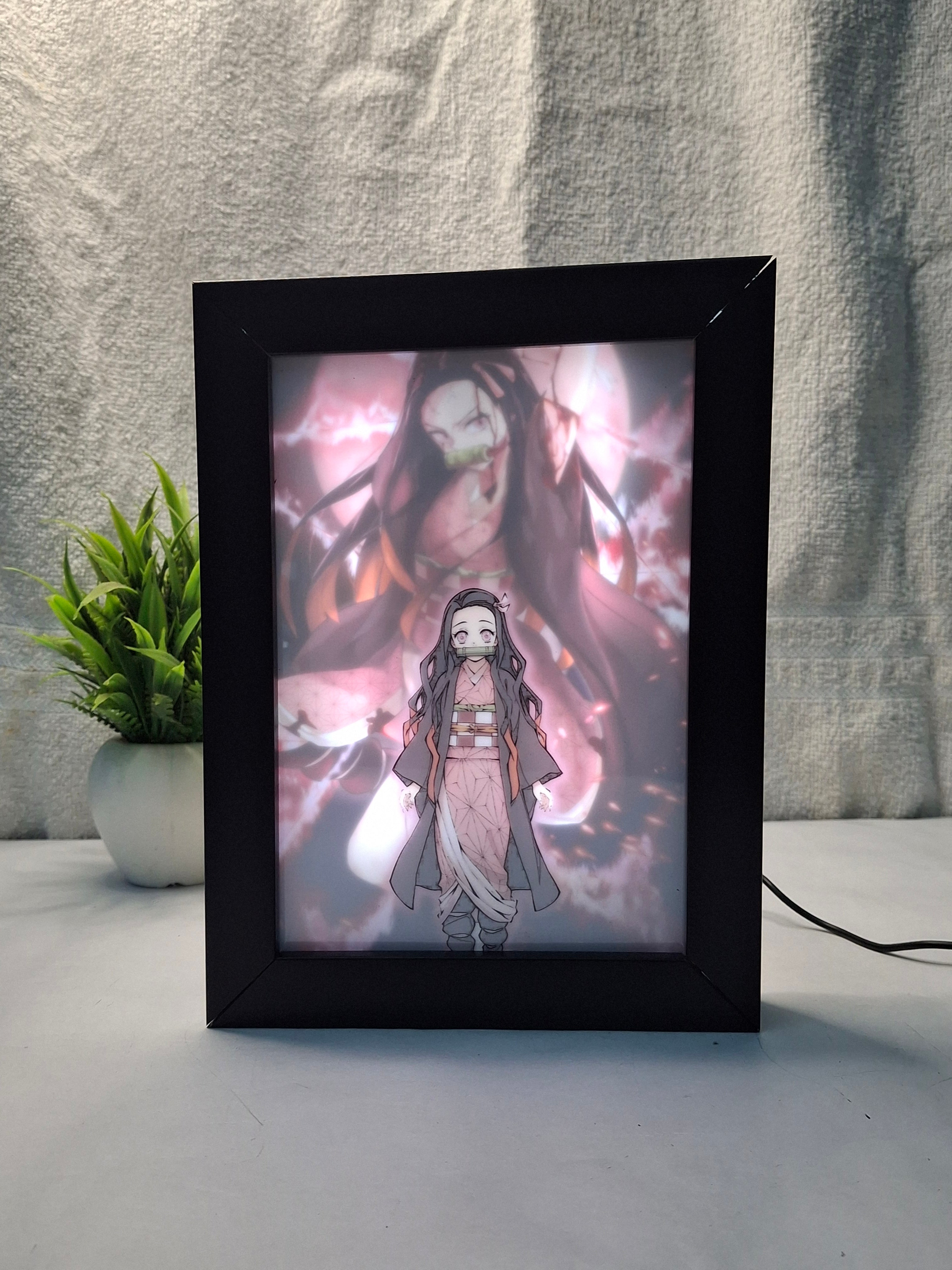 Nezuko Kamado Light Painting Frame bingkai glow