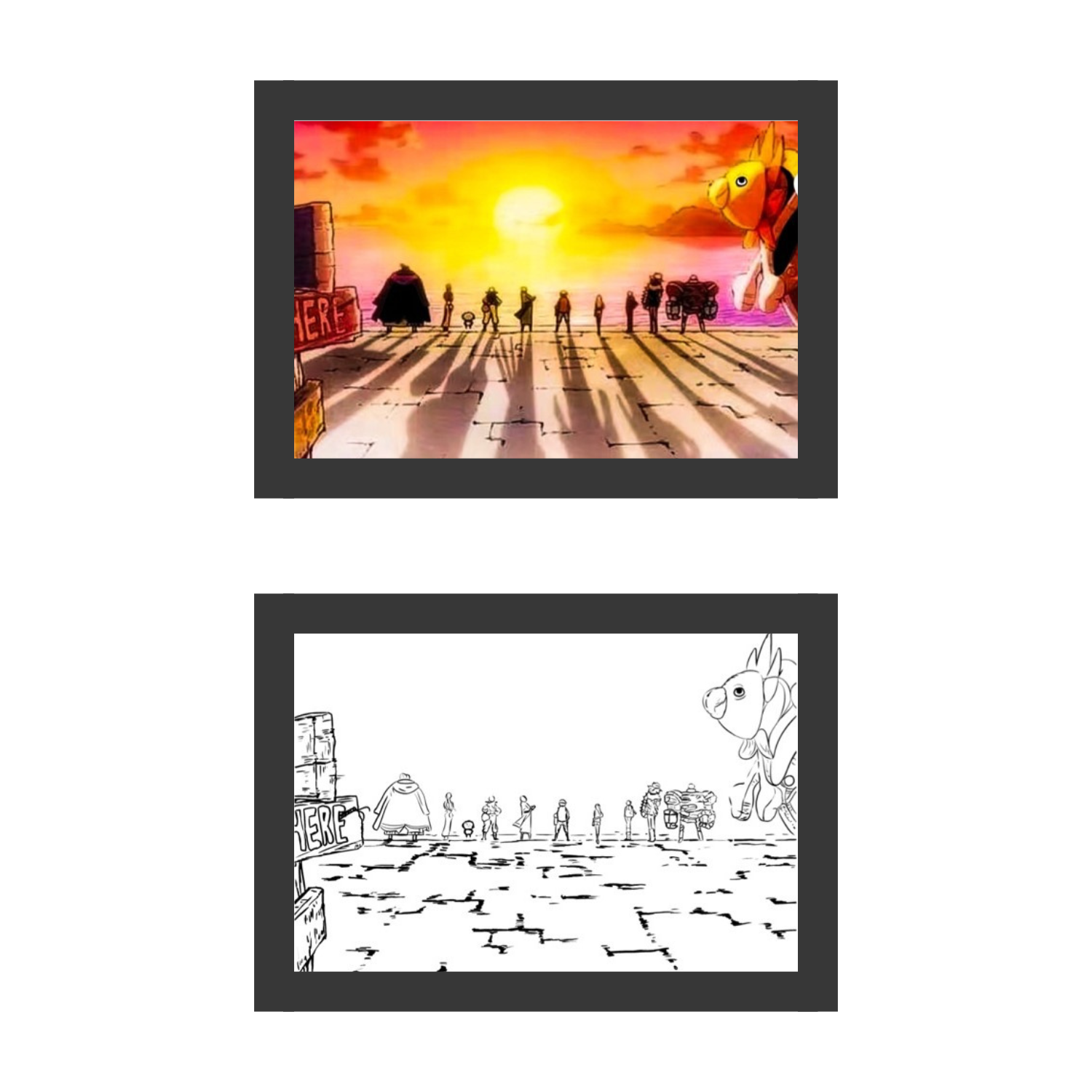 One Piece Anime Light Painting Frame bingkai glow