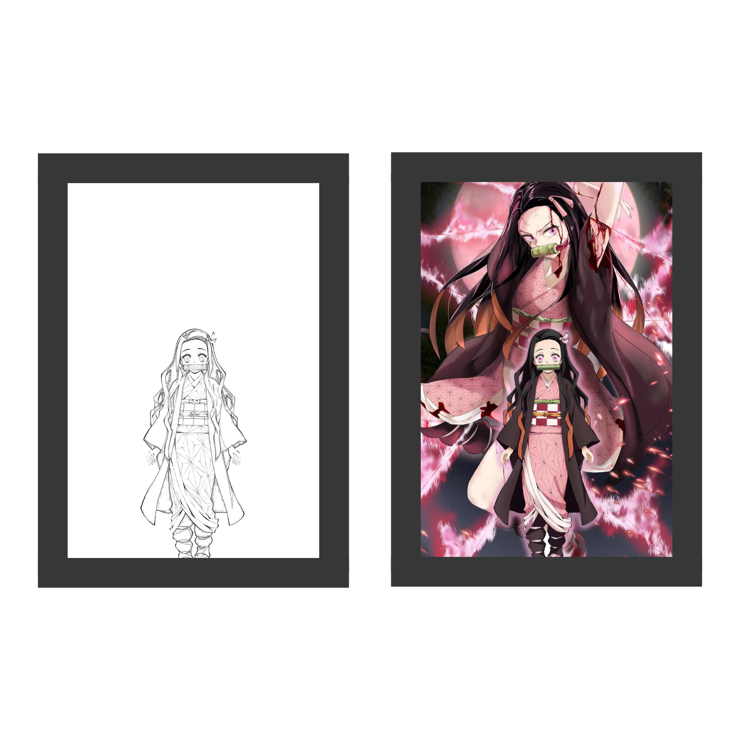 Nezuko Kamado Light Painting Frame bingkai glow