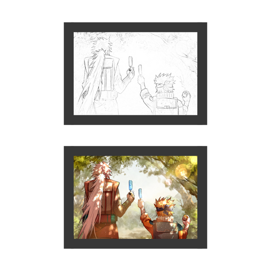 Naruto & Jiraiya - Light Painting Art Frame Night Light Table Lamp Bingkai Glow