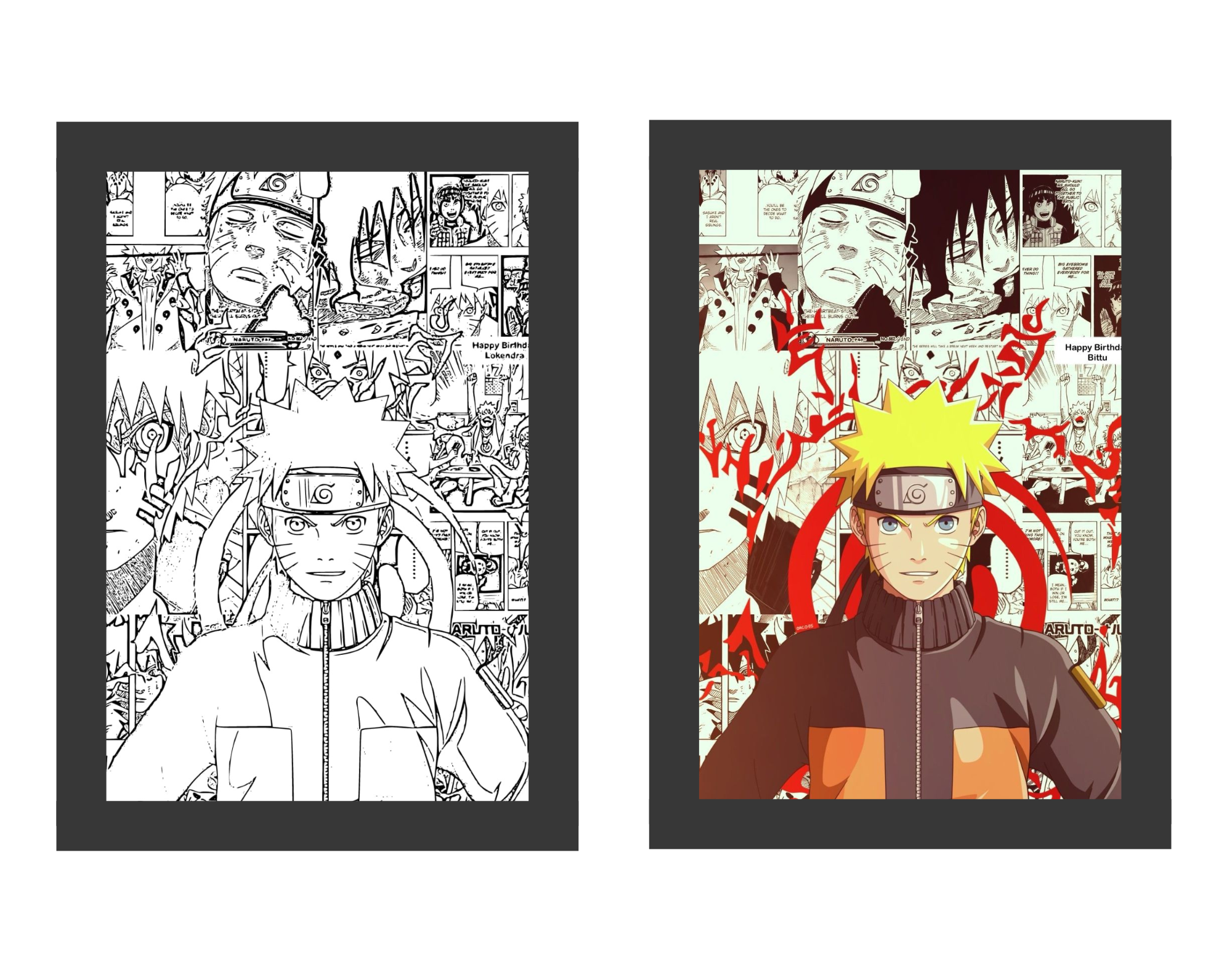 Naruto 2 - Light Painting Art Frame Night Light Table Lamp Bingkai Glow