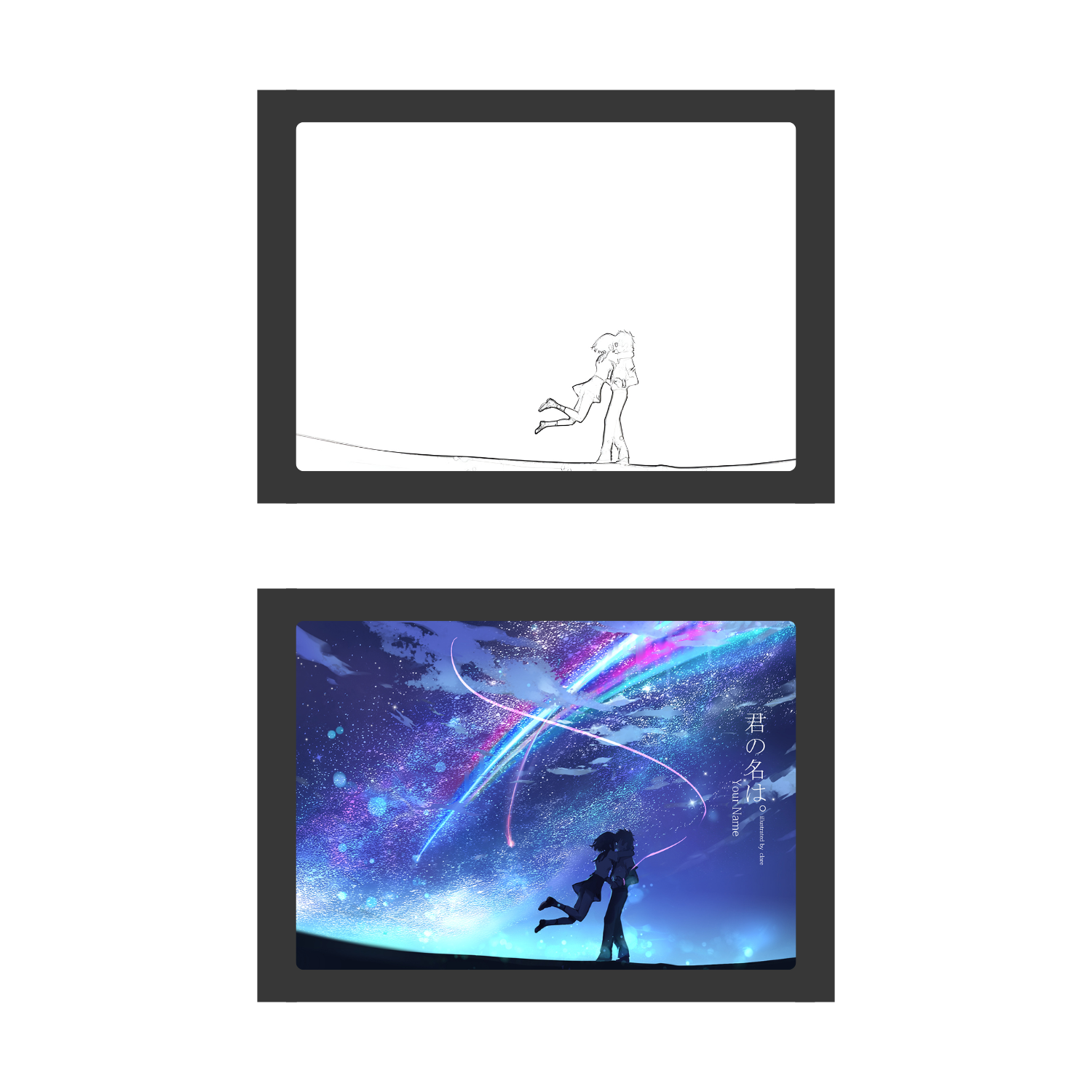 "Your Name" 3 - Light Painting Art Frame Night Light Table Lamp Bingkai Glow