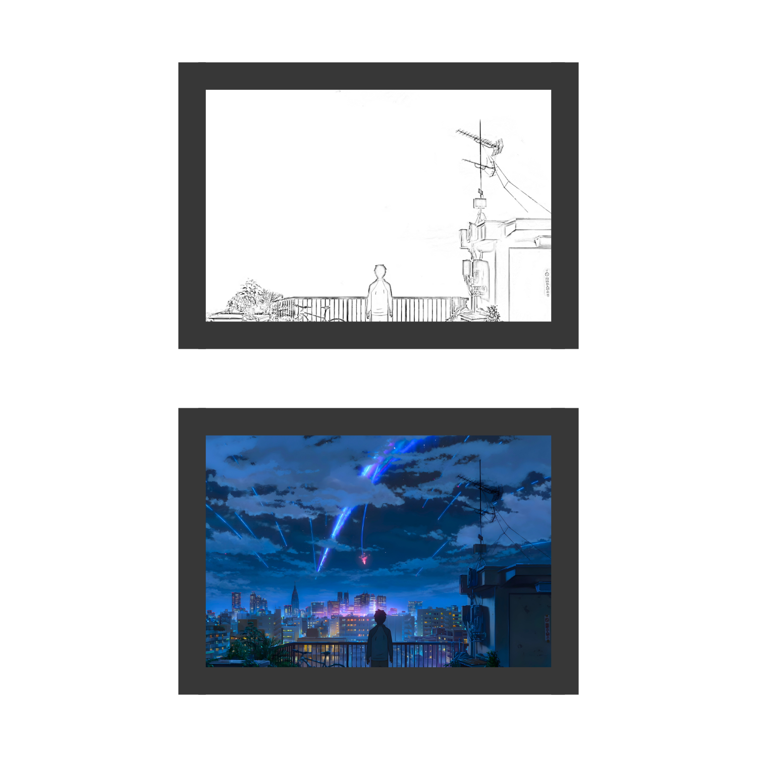 "Your Name" 4 - Light Painting Art Frame Night Light Table Lamp Bingkai Glow