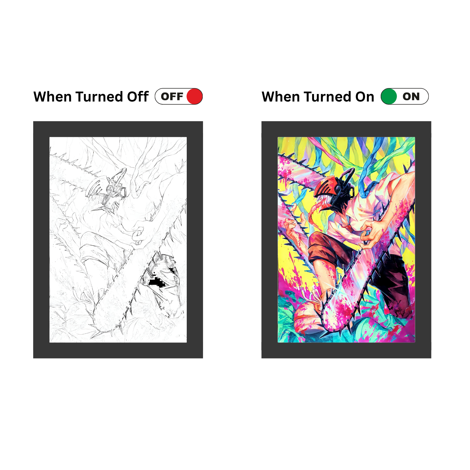 "Chainsaw Man" 2 - Light Painting Art Frame Night Light Table Lamp Bingkai Glow