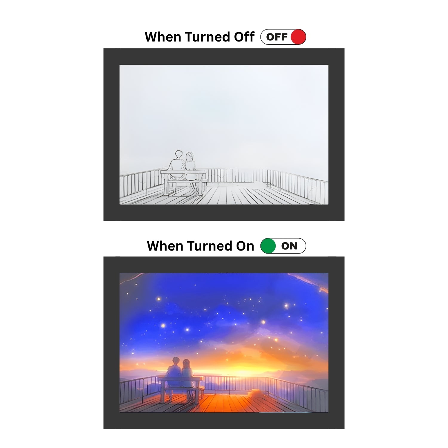 Couples in the Starry Dusk" Light Painting Art Night Light Table Lamp Bingkai Glow