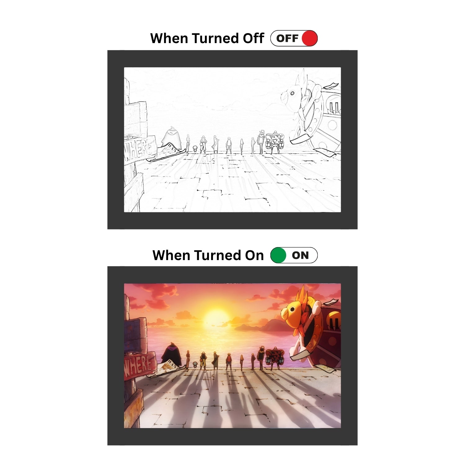 One Piece Anime Light Painting Frame bingkai glow