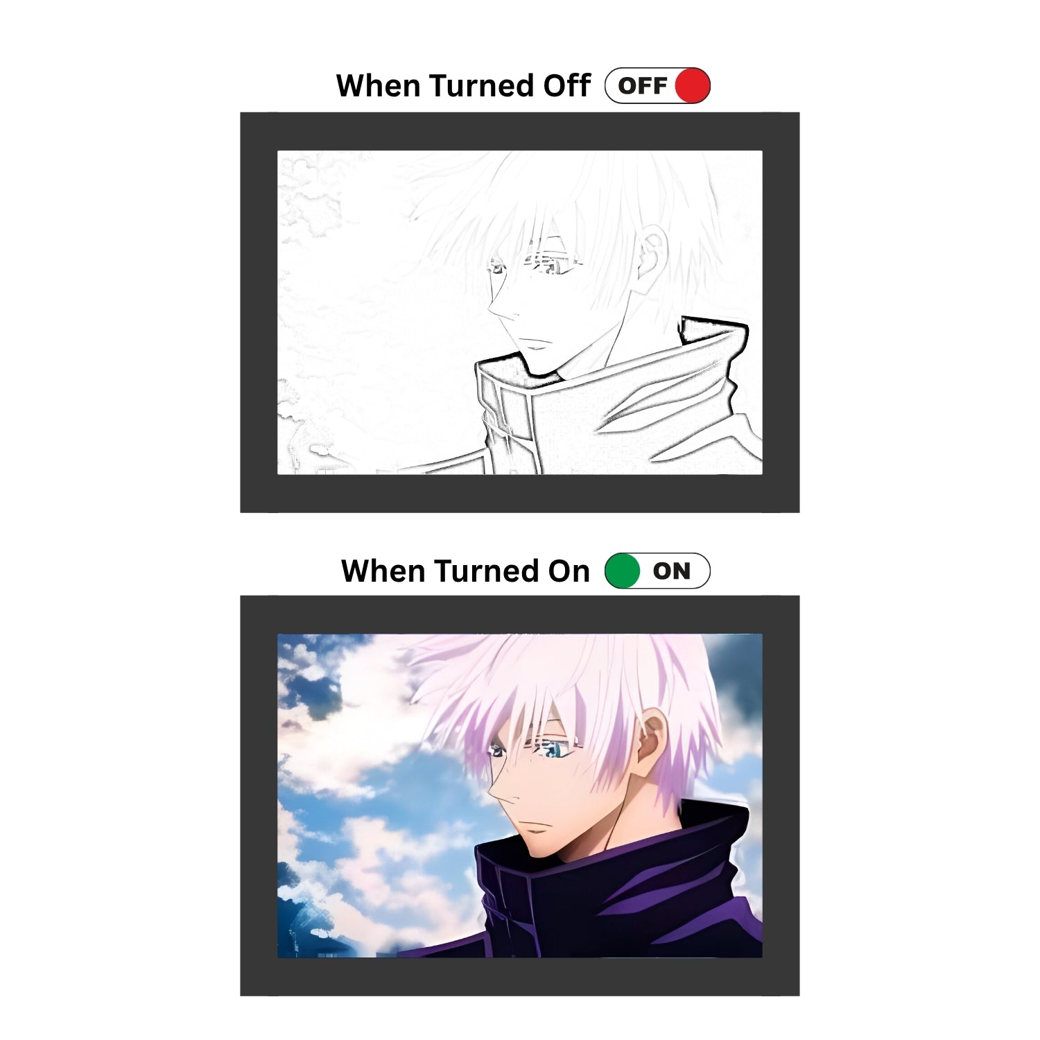 Jujutsu Kaisen : Satoru Gojo - Light Painting Bingkai Glow