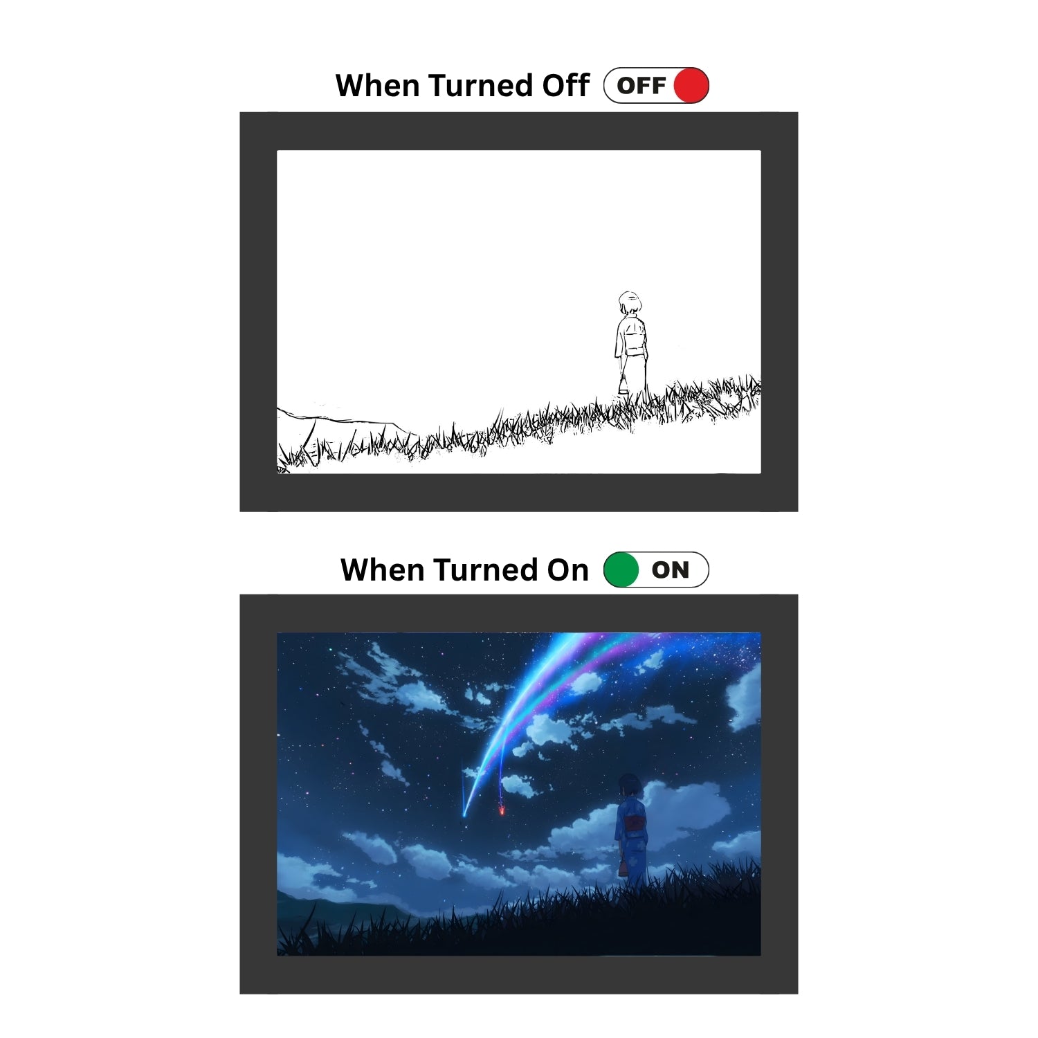 "Your Name"  - Light Painting Art Frame Night Light Table Lamp Bingkai Glow