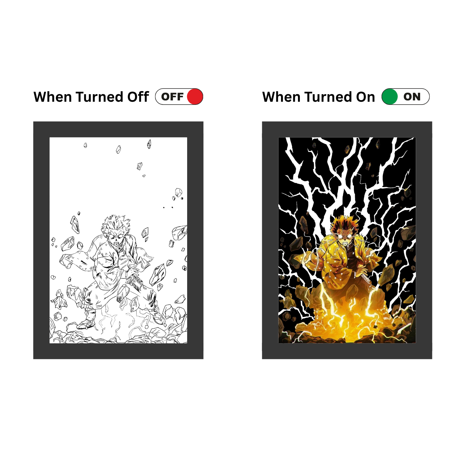 Demon Slayer: Zenitsu Agatsuma 2 Light Painting Frame bingkai glow