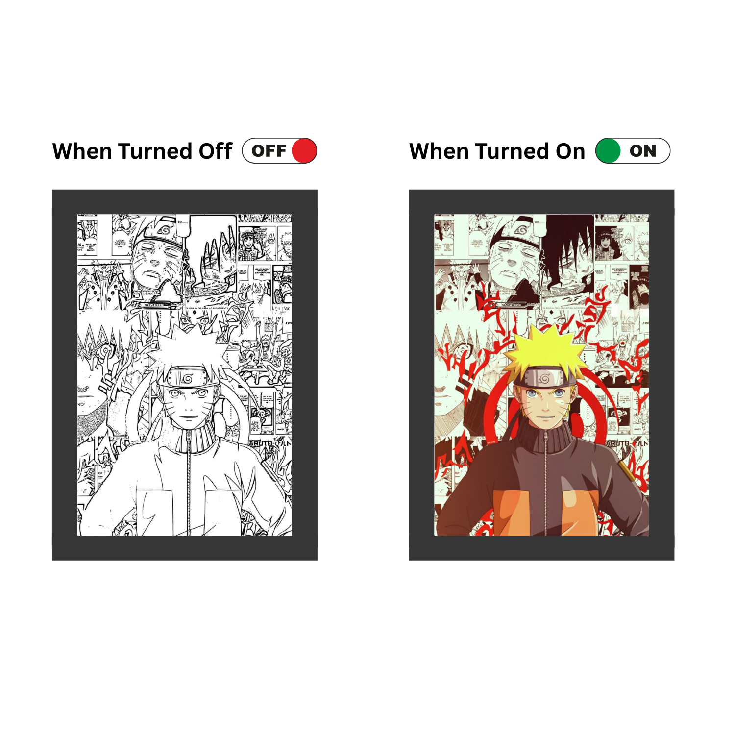 Naruto 2 - Light Painting Art Frame Night Light Table Lamp Bingkai Glow