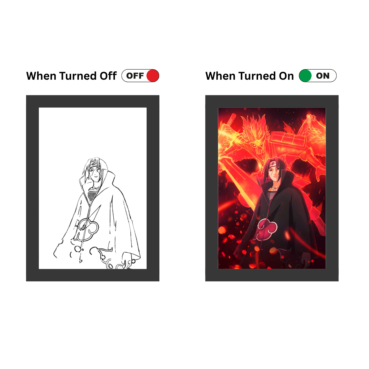Itachi Light Painting Art Frame Night Light Table Lamp Bingkai Glow
