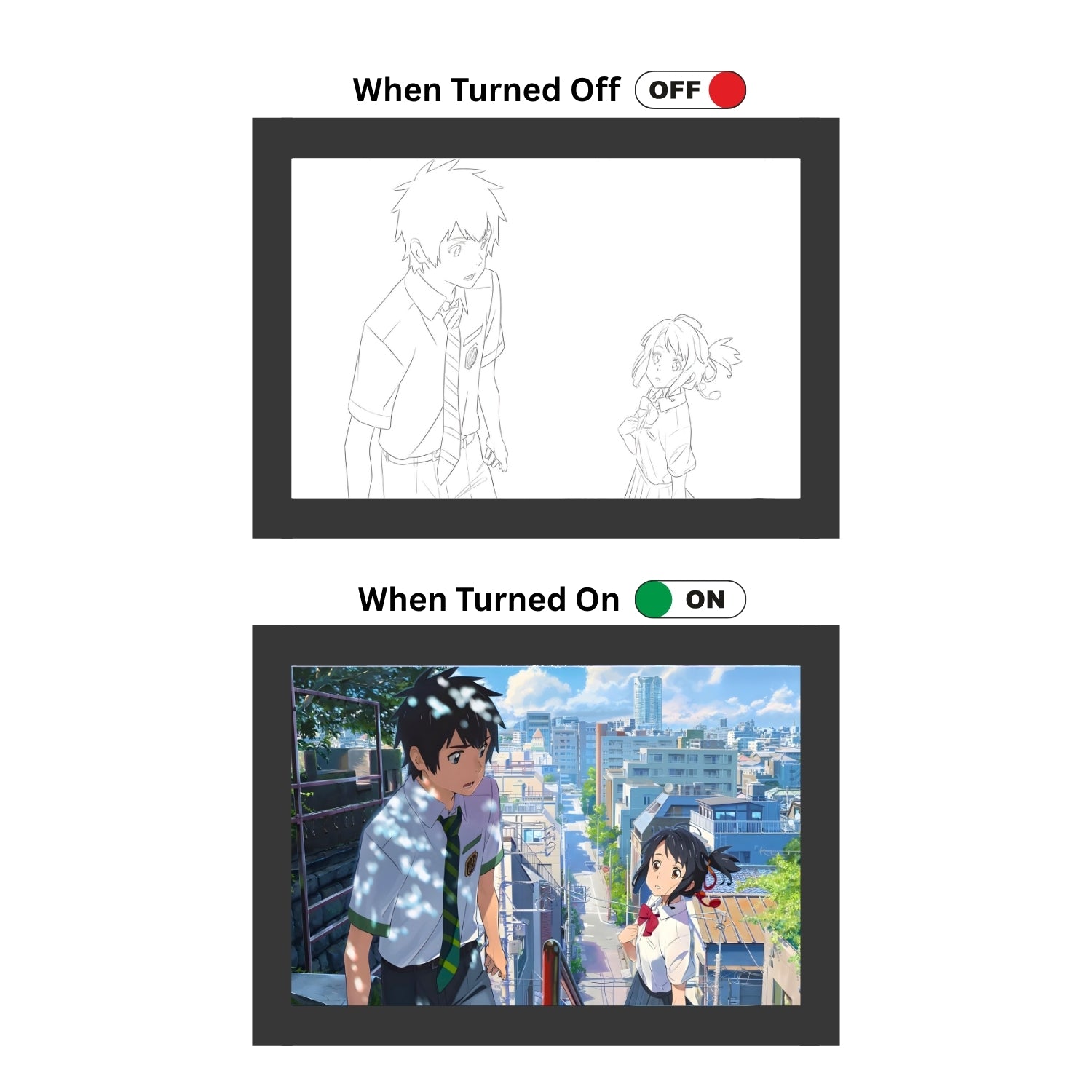 "Your Name"  - Light Painting Art Frame Night Light Table Lamp Bingkai Glow