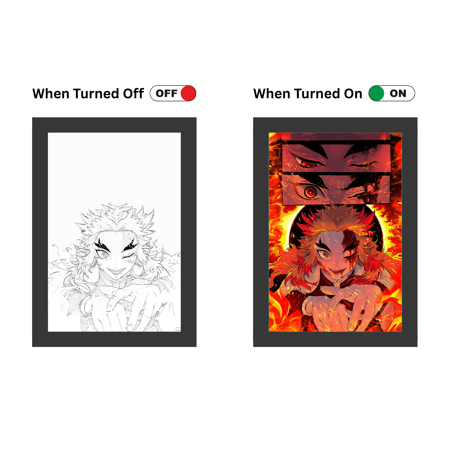 Senjuro Rengoku Light Painting Frame bingkai glow