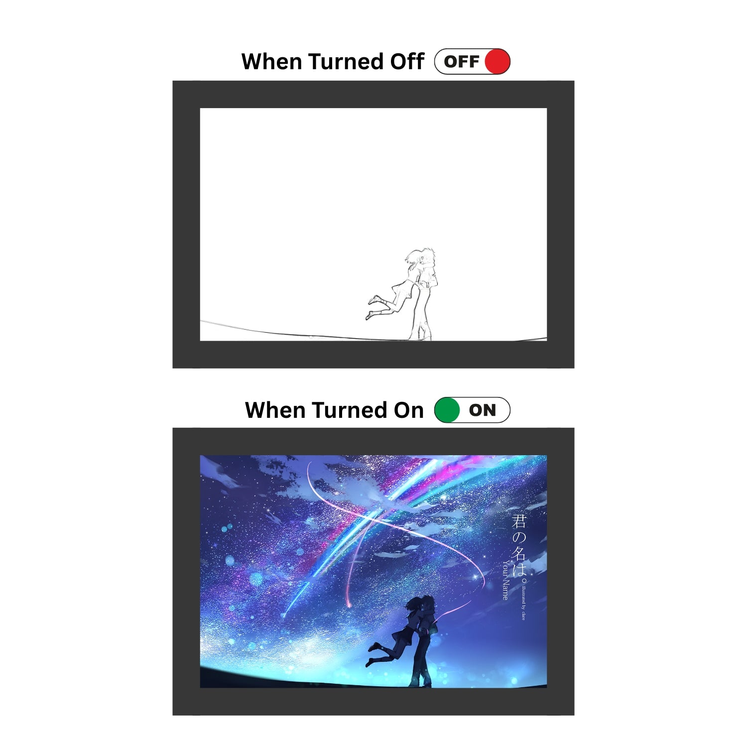 "Your Name"  - Light Painting Art Frame Night Light Table Lamp Bingkai Glow