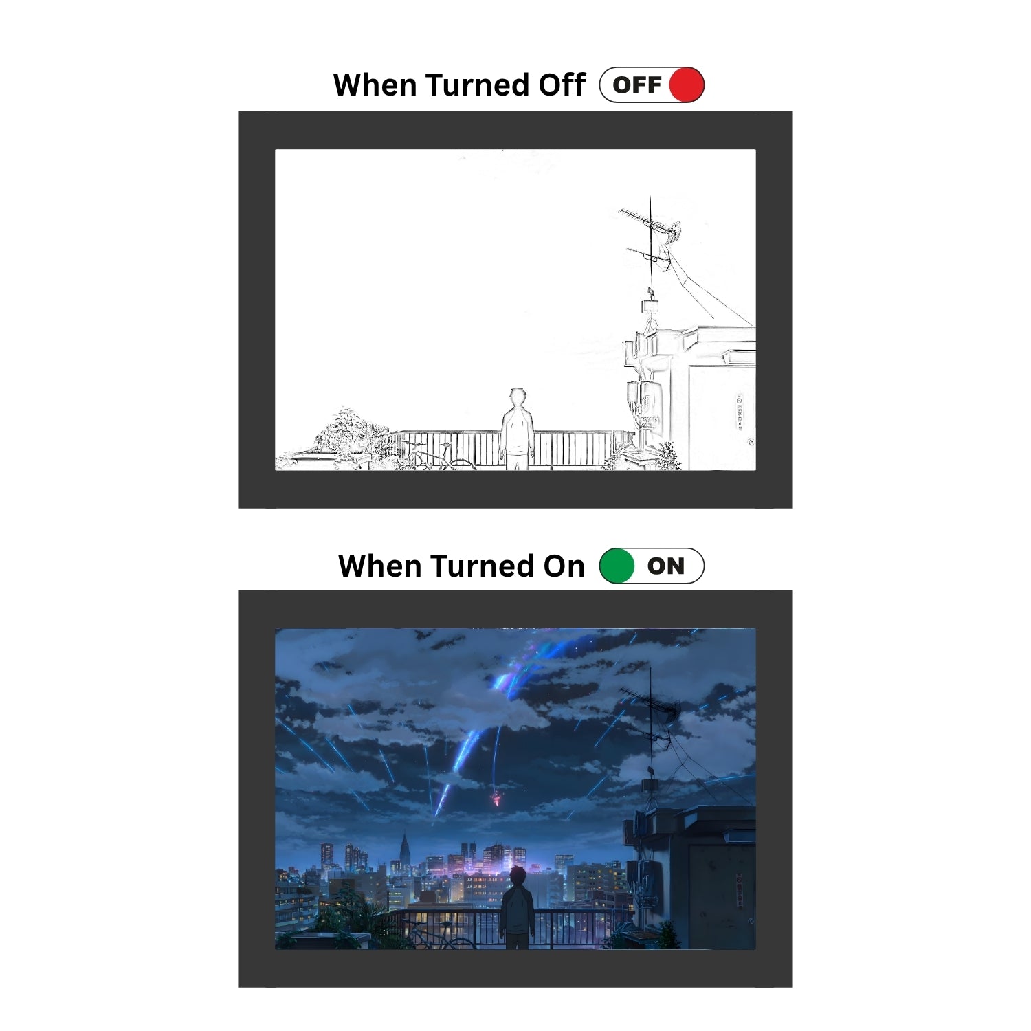 "Your Name"  - Light Painting Art Frame Night Light Table Lamp Bingkai Glow