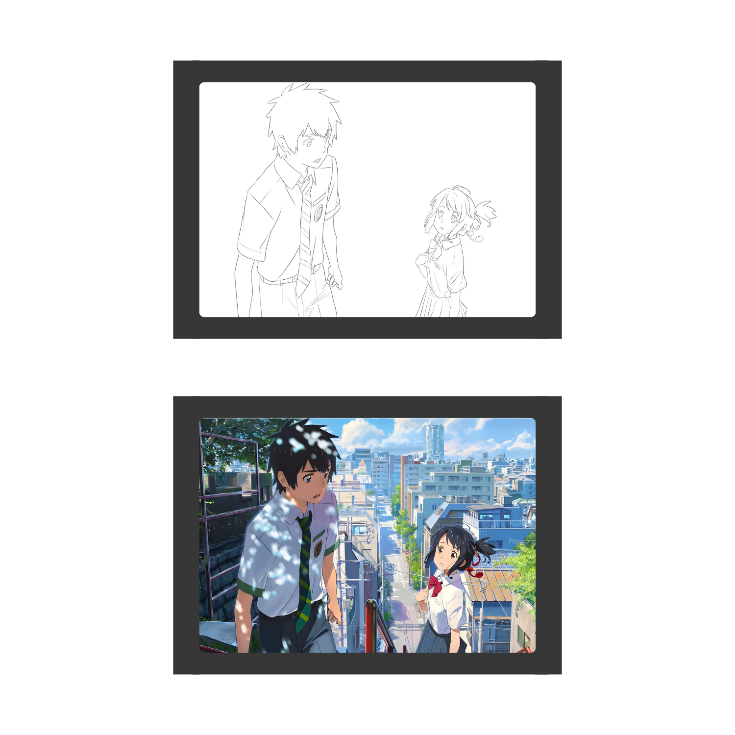 "Your Name" 2  - Light Painting Art Frame Night Light Table Lamp Bingkai Glow