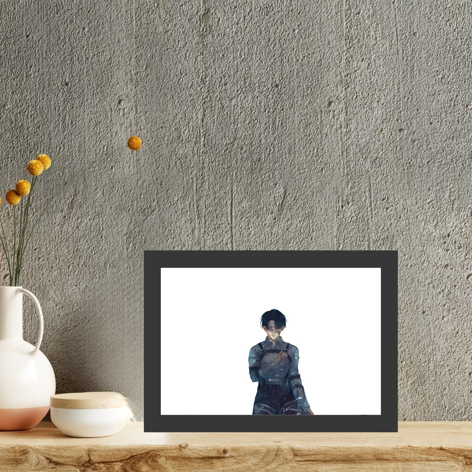 Attack on Titan Captain Levi LED Art Frame Night Light Table Lamp Bingkai Glow