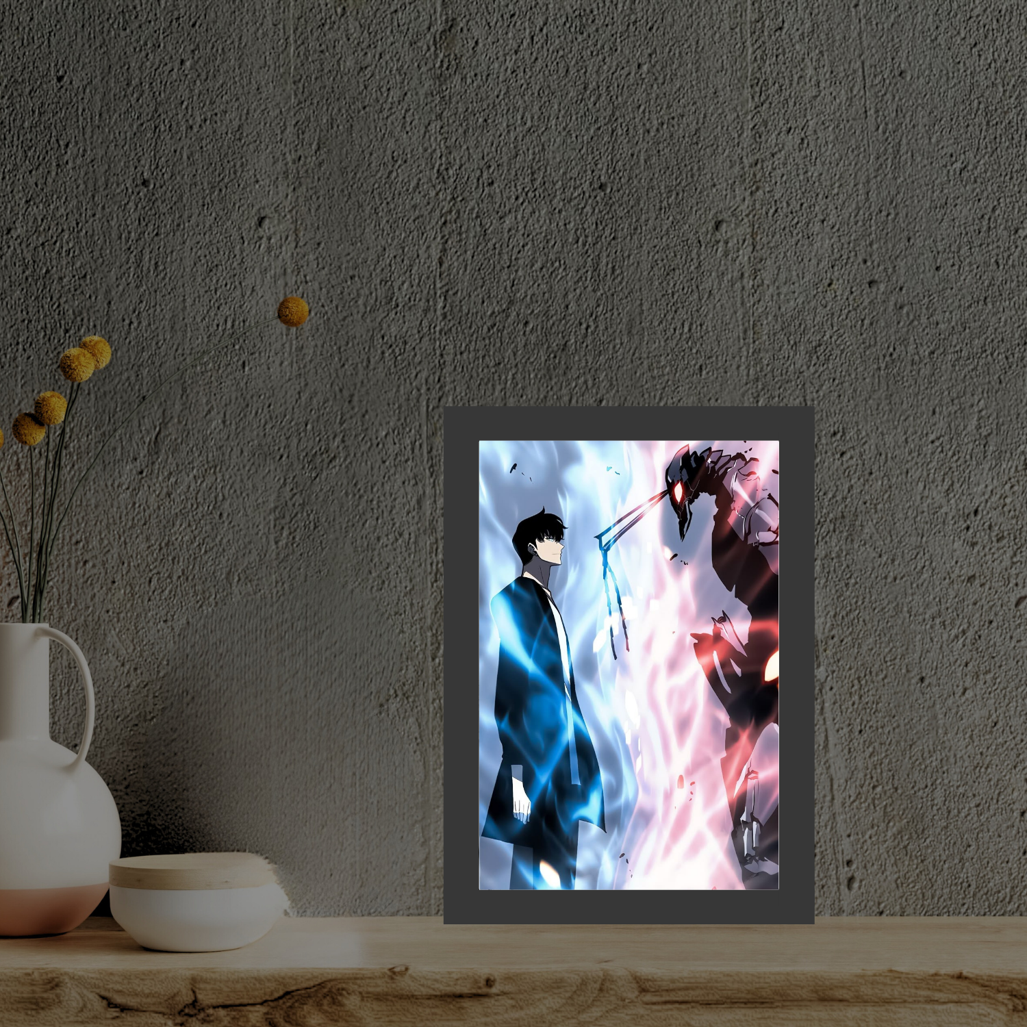 Solo Leveling Jinwoo vs Beru - Light Painting Bingkai Glow
