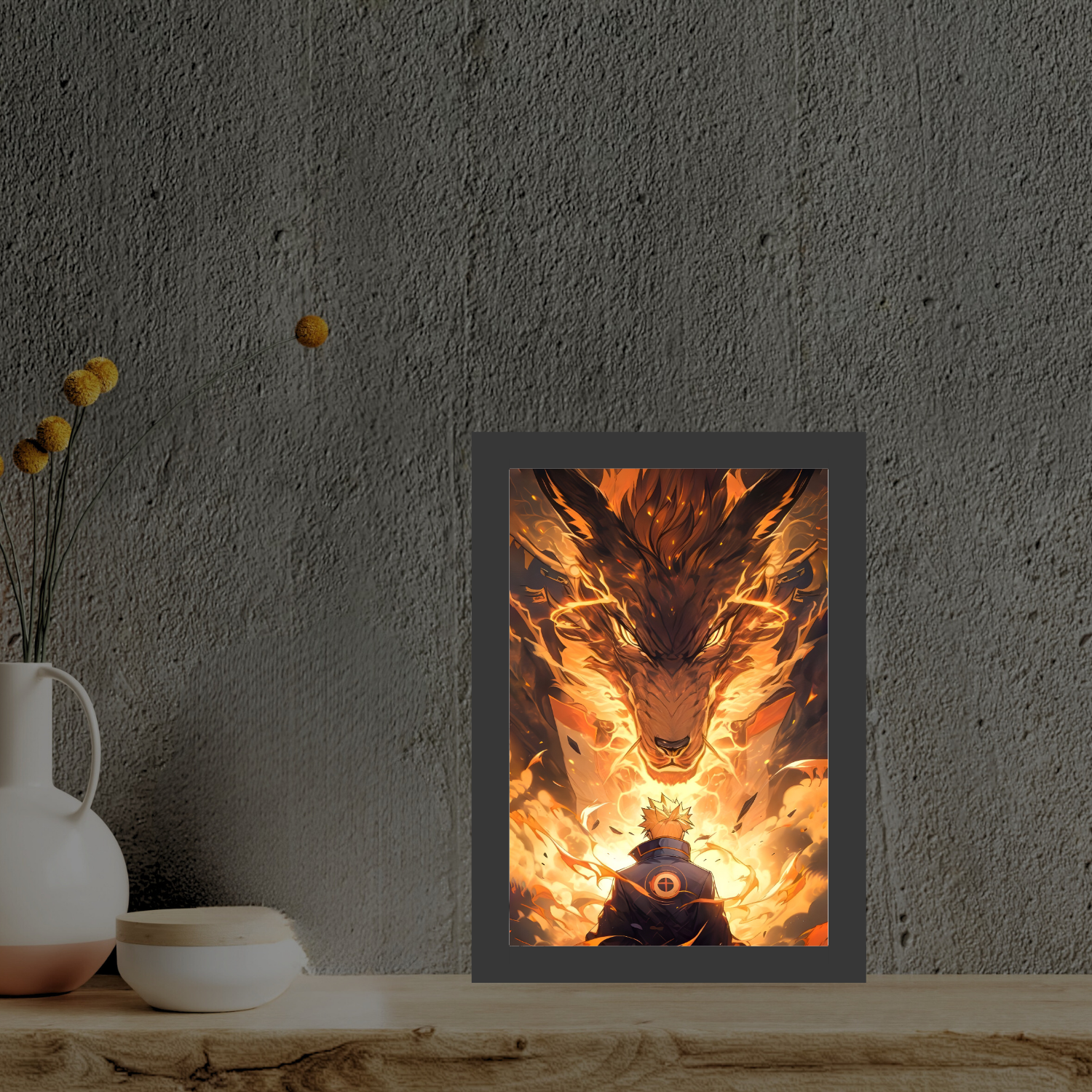 Naruto - Six Paths Sage Mode - Light Painting Art Frame Night Light Table Lamp Bingkai Glow