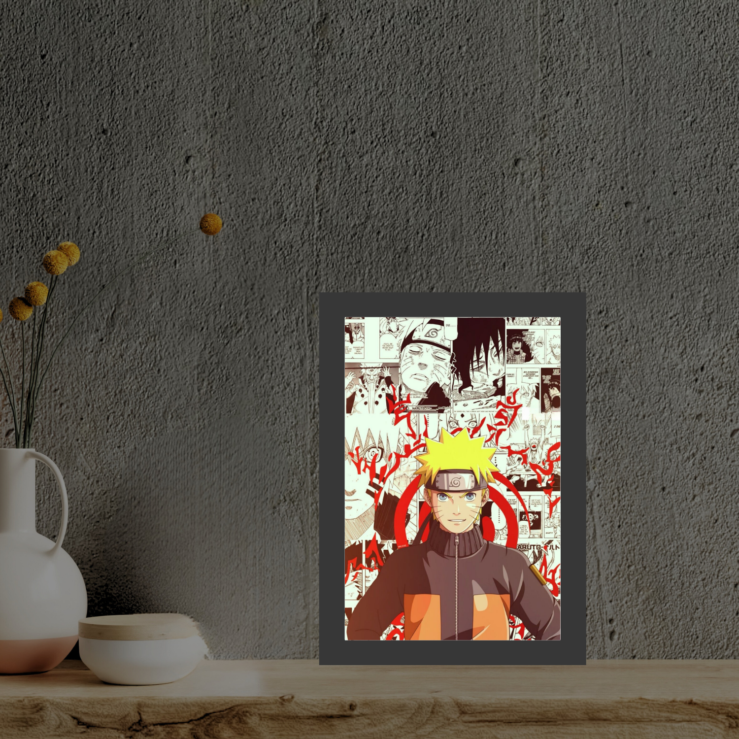 Naruto 2 - Light Painting Art Frame Night Light Table Lamp Bingkai Glow
