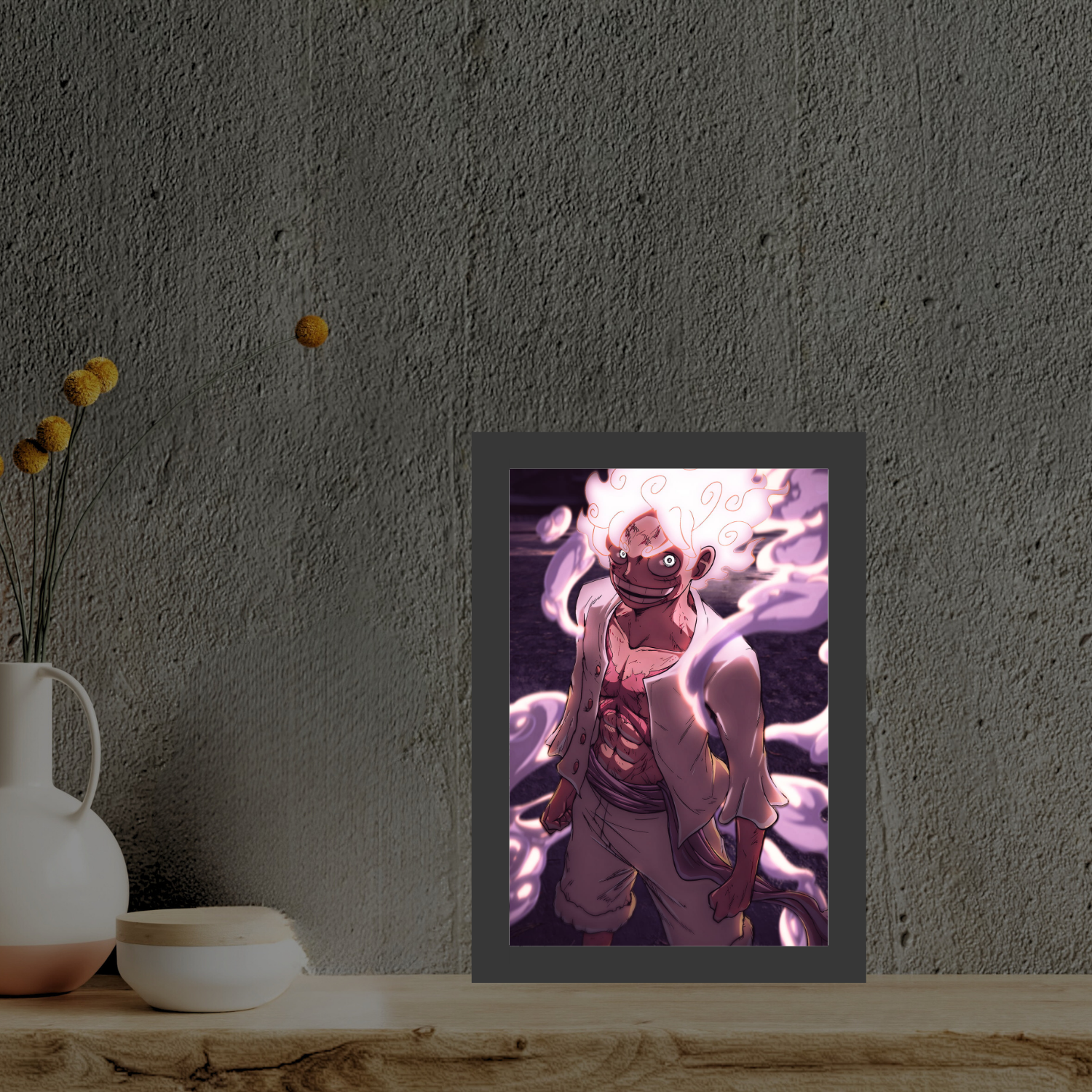 Luffy - Gear 5 One Piece Anime Light Painting Frame bingkai glow