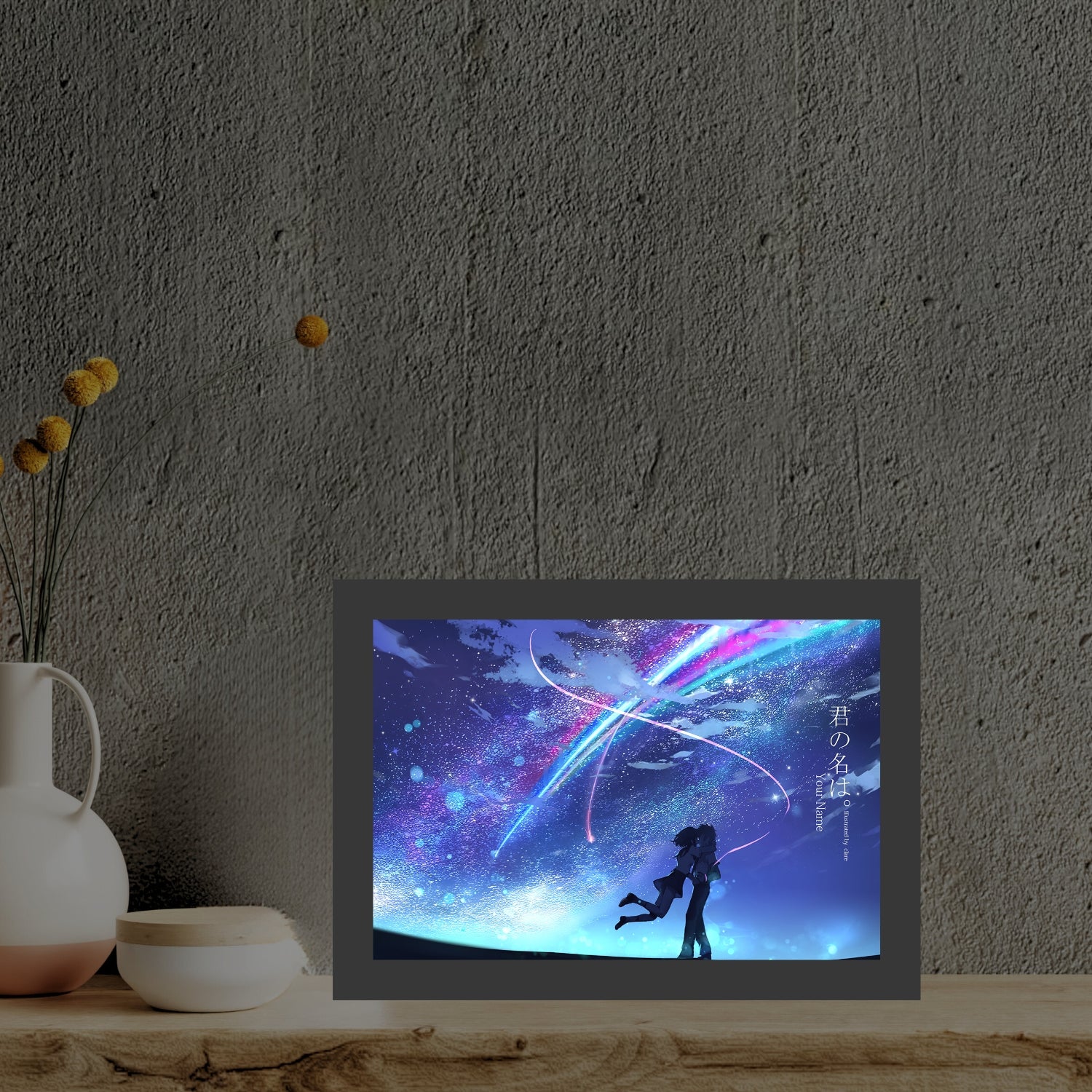 "Your Name"  - Light Painting Art Frame Night Light Table Lamp Bingkai Glow